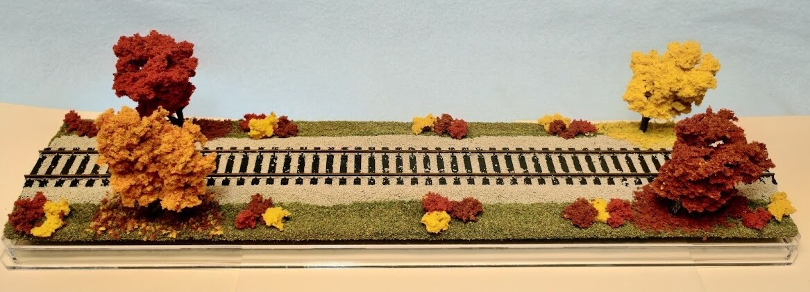 HO SCALE 16″ SINGLE TRACK DISPLAY CASE – “FALL FOLIAGE SCENE”-FOR ANY HO