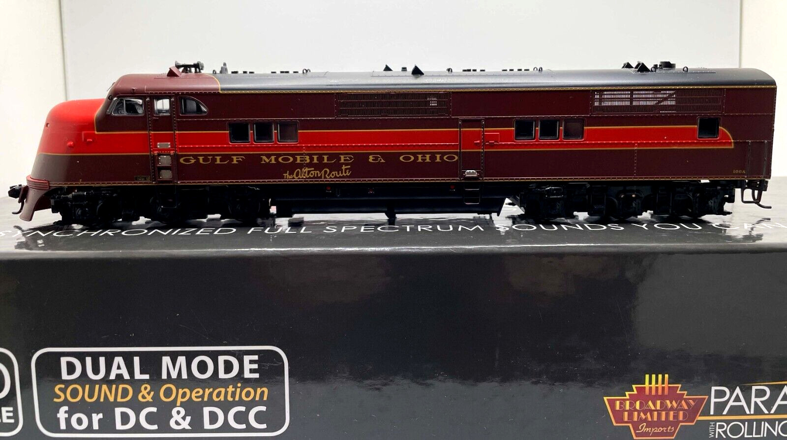 HO BROADWAY LIMITED 5505 EA A UNIT GULF MOBILE & OHIO GM&O # 100A DC DCC SOUND