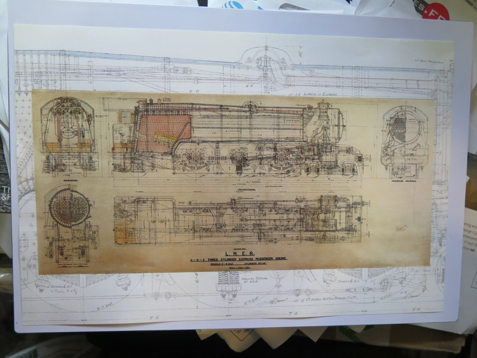 L.N.E.R 4-6-2 Three Cylinder Locomotive Flying Scotsman Digram