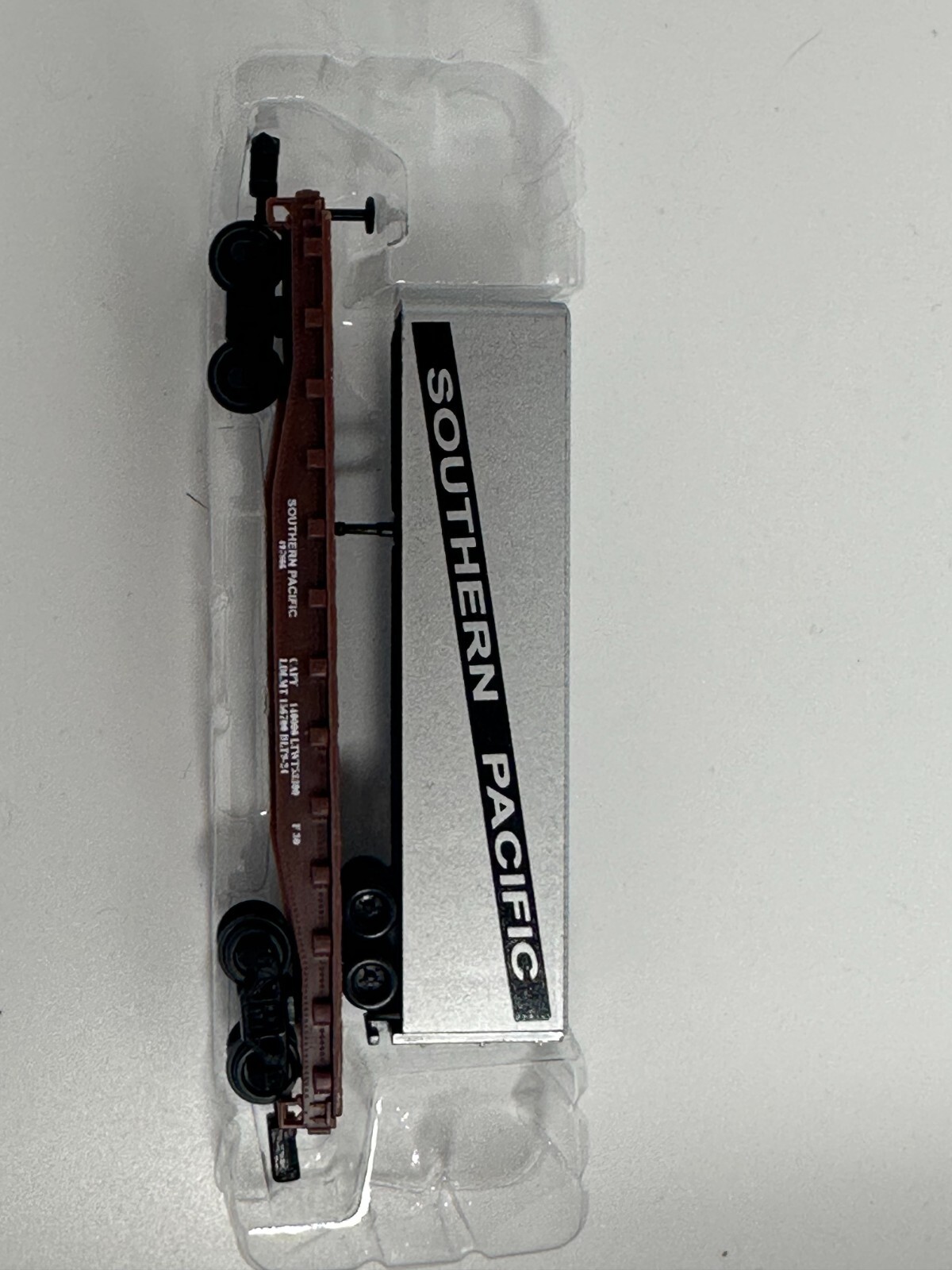 Set of Southern Pacific Railroad Locomotive, Hopper, Piggyback & Canister Cars