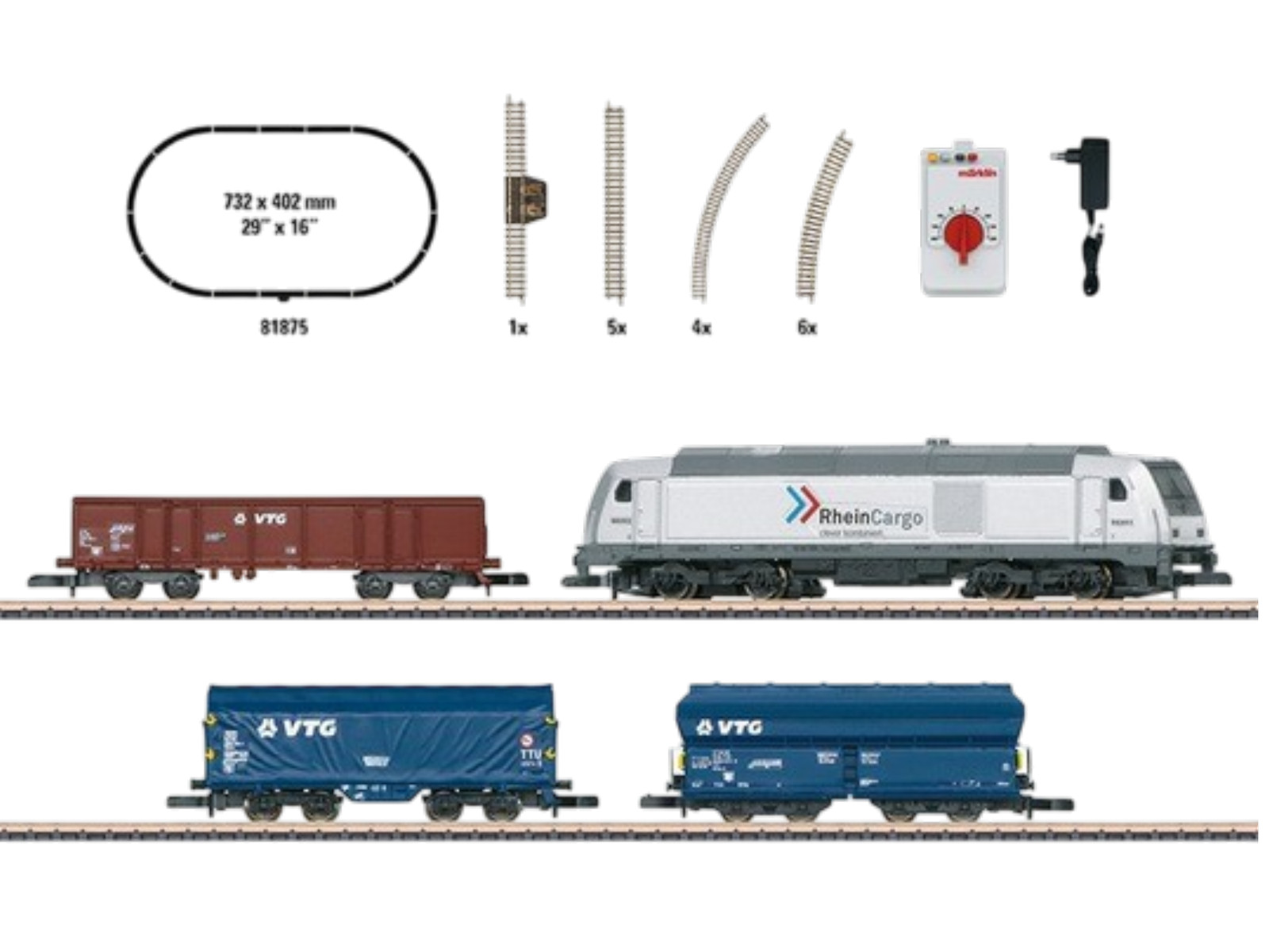 Marklin 81875 Mini-Club Modern Freight Service Starter Set Z Gauge Used w Box JP