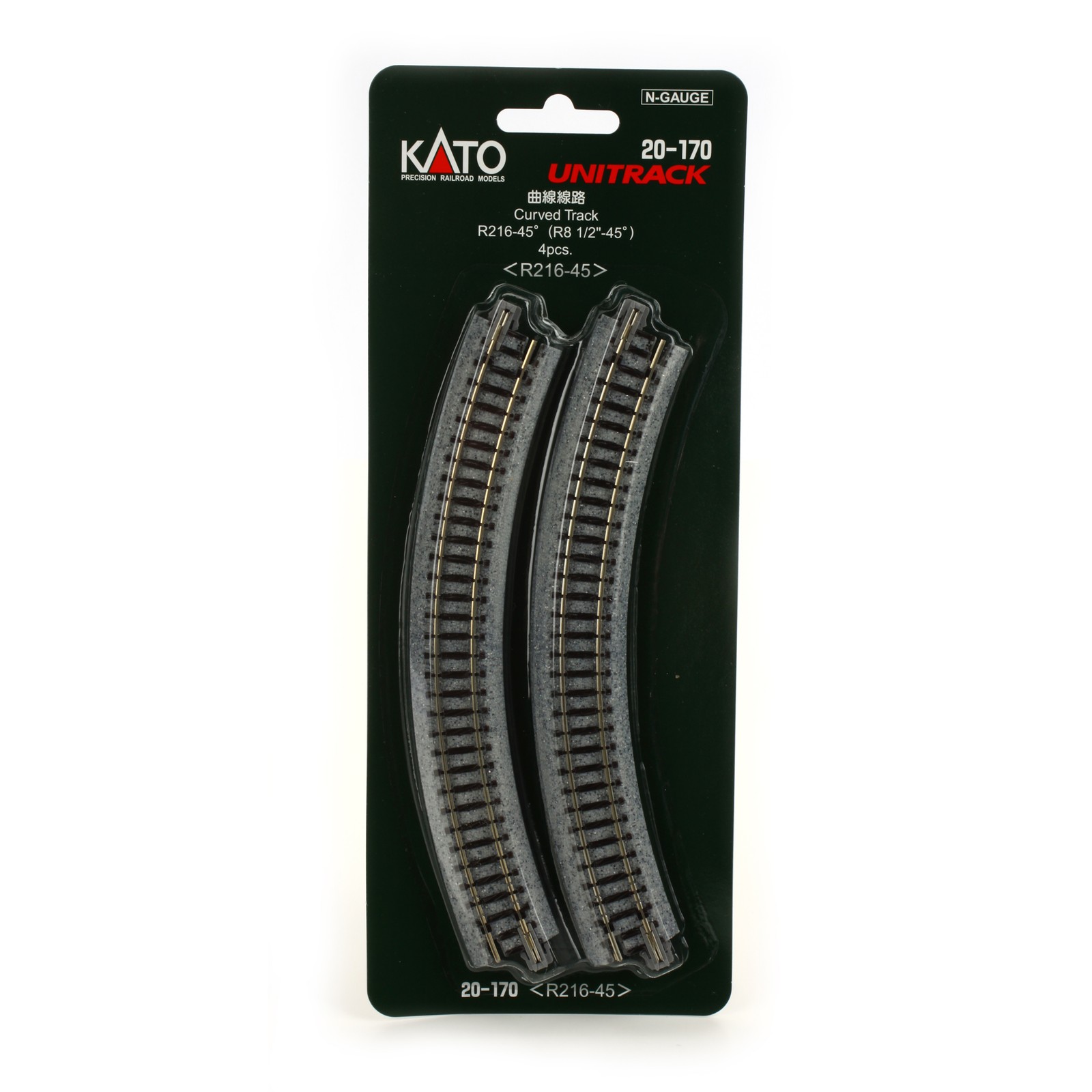 Kato USA Inc. N 216mm 8 9/16″ Radius Curve 45 Degree 4 KAT20170 N Track