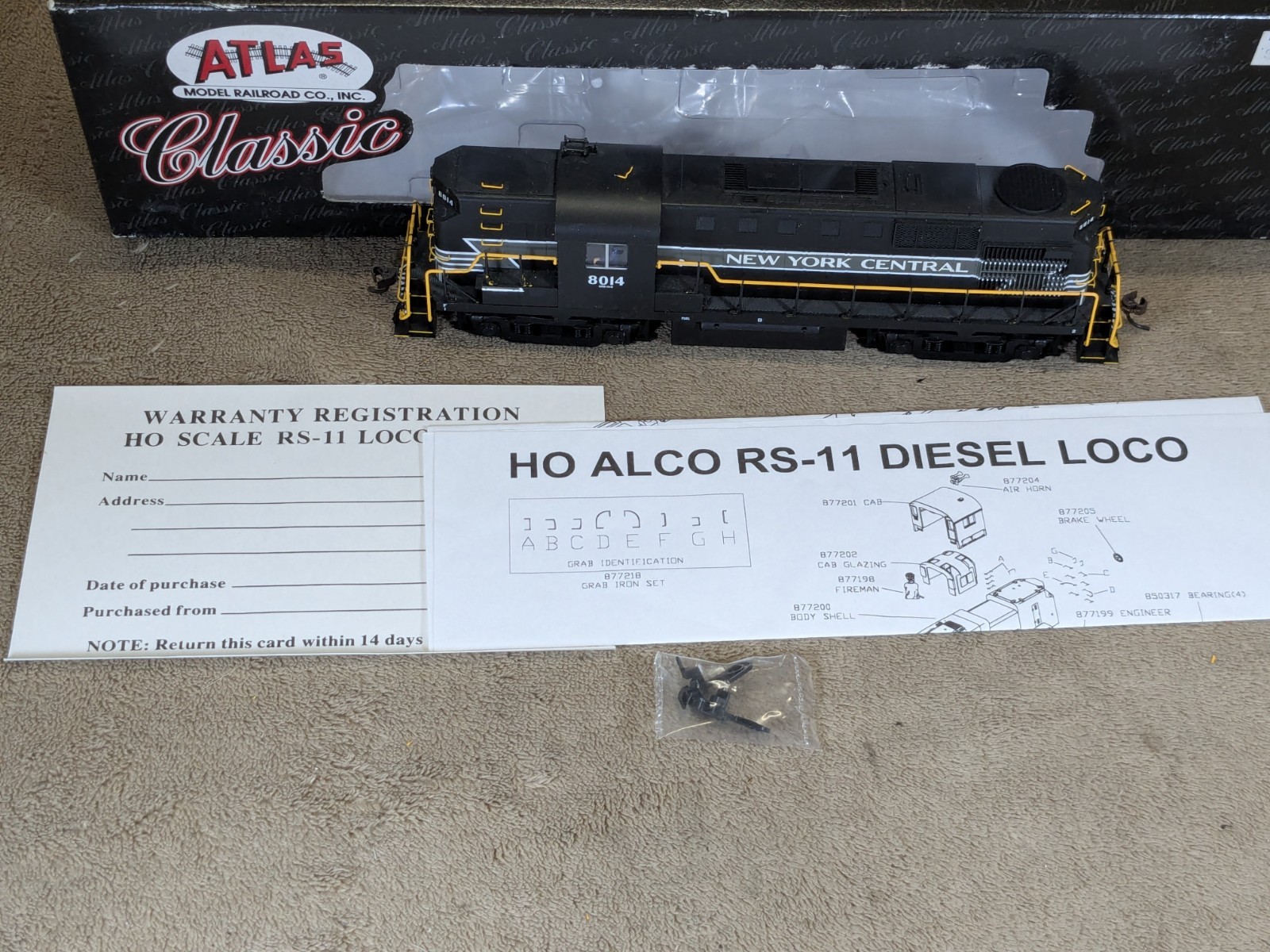 Atlas 8778 HO Scale ALCO RS-11 New York Central NYC 8014 Diesel Locomotive