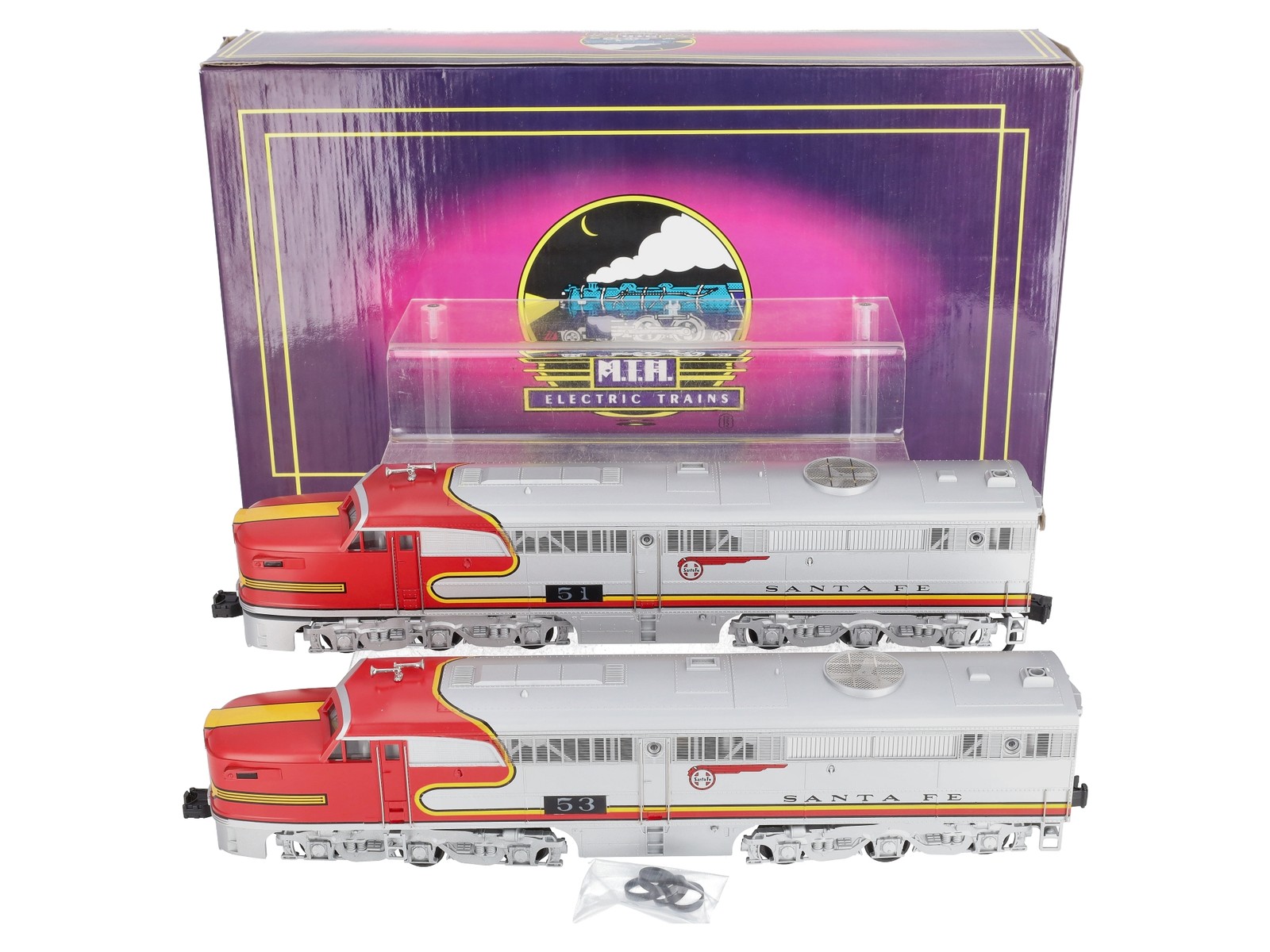 MTH 20-2024-0 O Santa Fe Alco PA AA 3 Rail Horn Diesel Engine Set w/PS1 #51/53