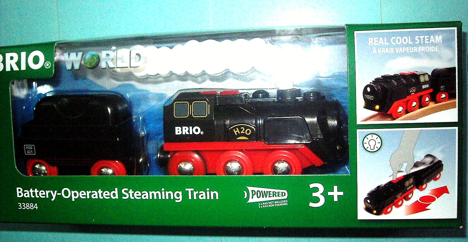 BRIO World 33884 Battery-Operated Steaming Train | Toy Train w Light & Steam MIB