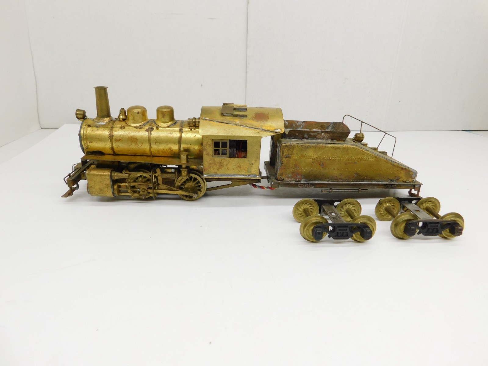 STEAM LOCOMOTIVE & TENDER 2 RAIL 0-4-0 BRASS O SCALE IMP C 16-A “PROJECT”