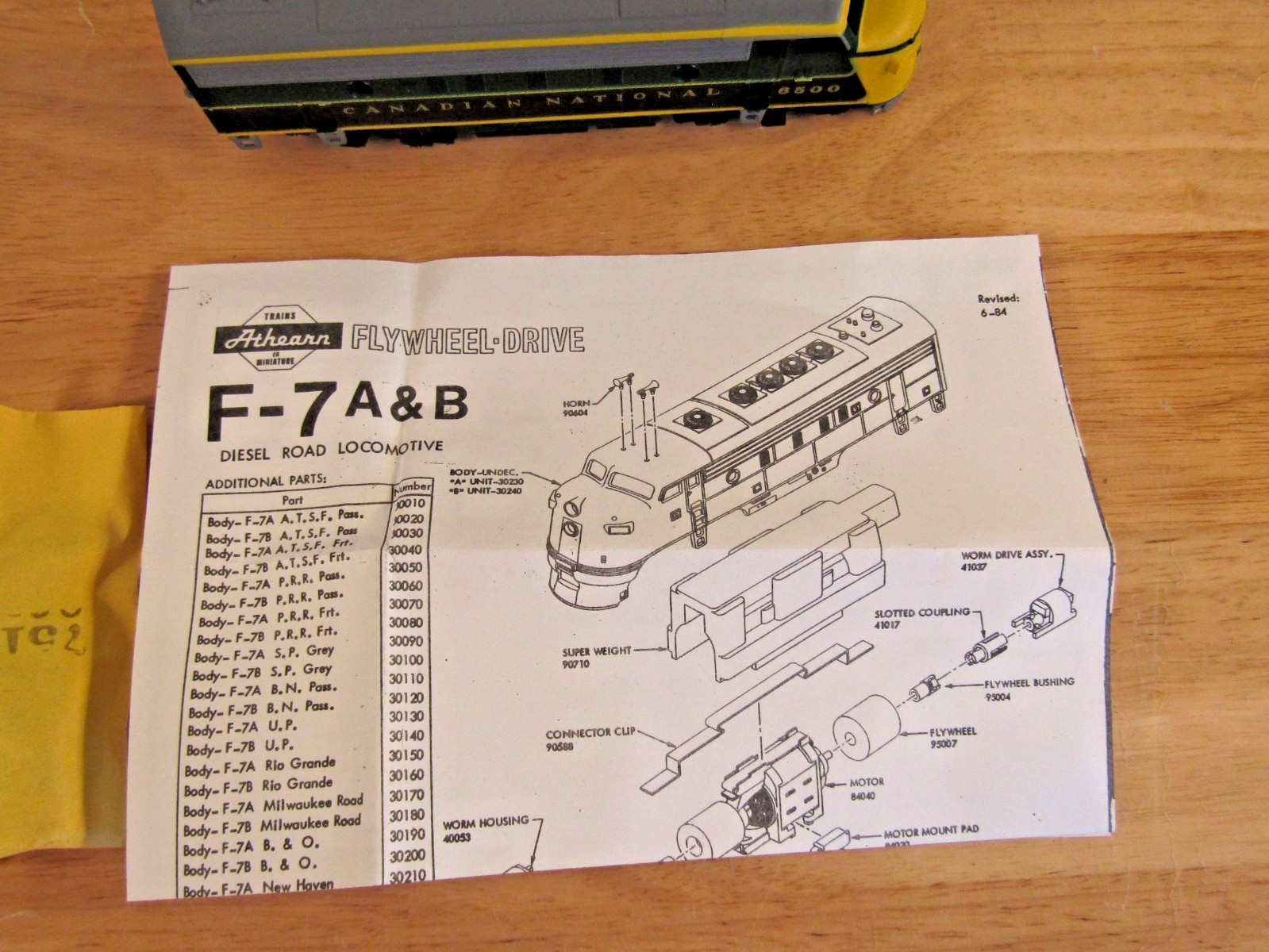 Athearn 3225 HO Scale Canadian National F7A Super Powered Locomotive #6500 New