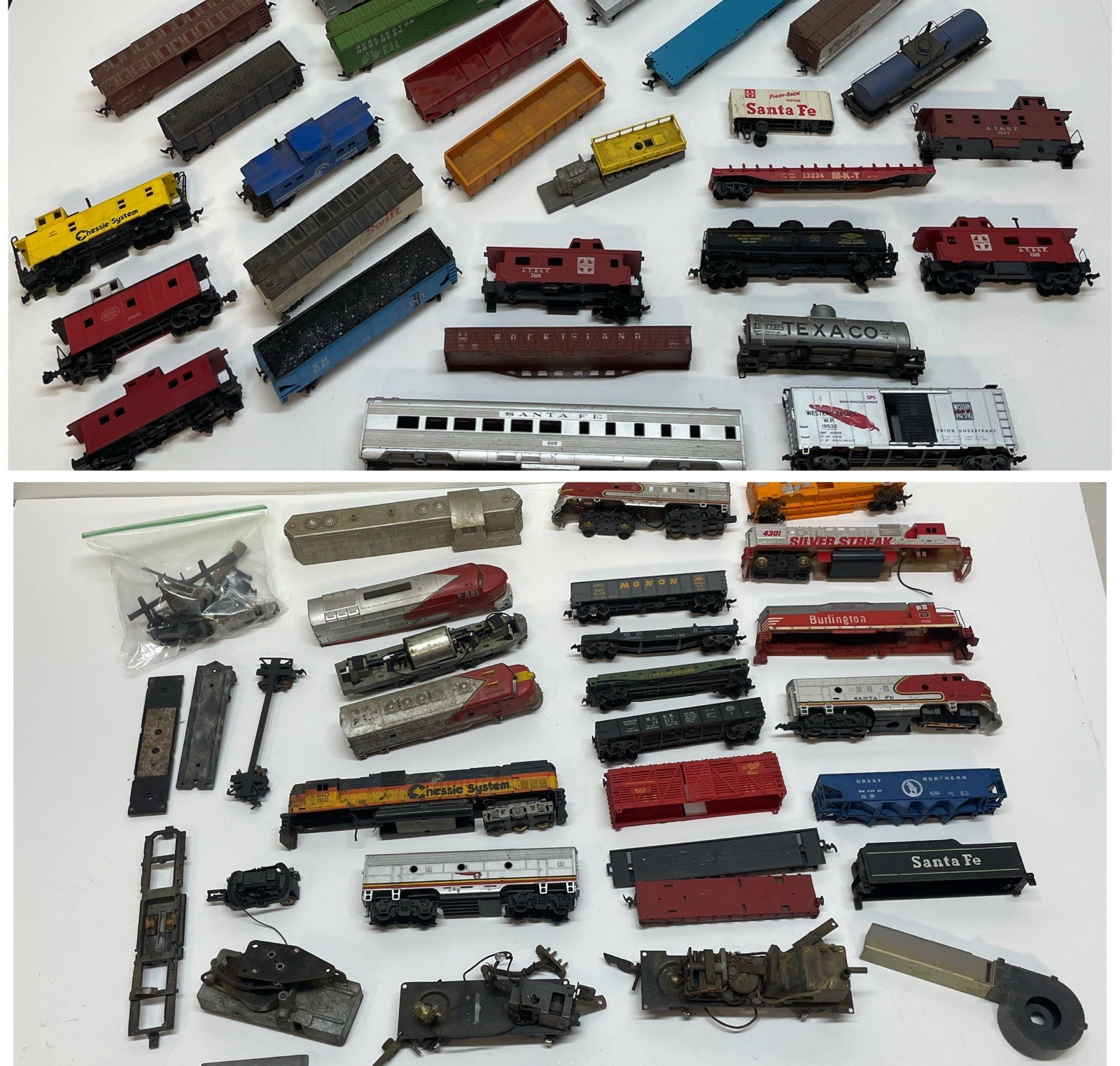 Vtg HUGE Lot HO Locomotives, Train Cars, Parts & Pieces Mixed *FOR PARTS AS IS*