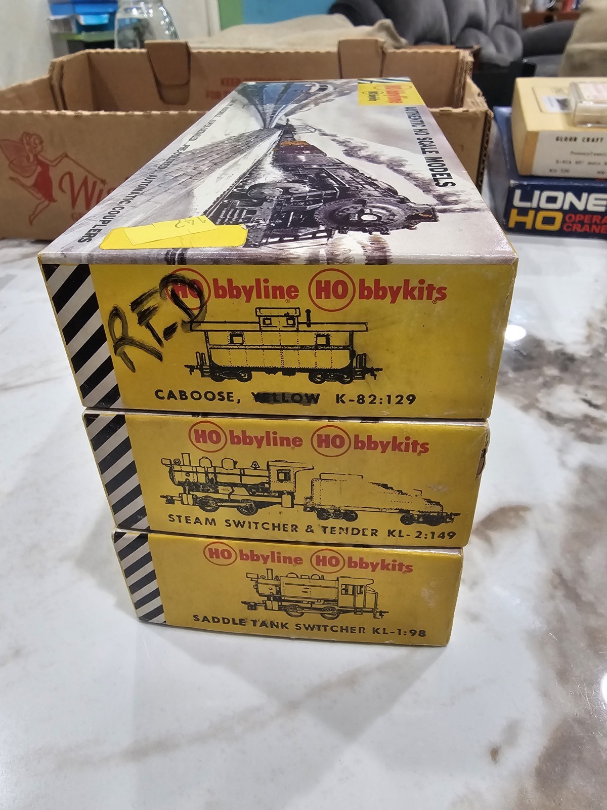 Vintage 1950s Hobbyline HO Scale Model Train Kits – Lot of 3 New In Box