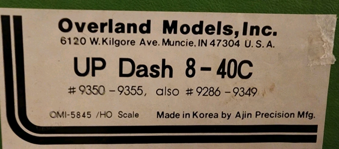 Overland Models HO Scale Brass UP Dash8-40C Diesel Engine