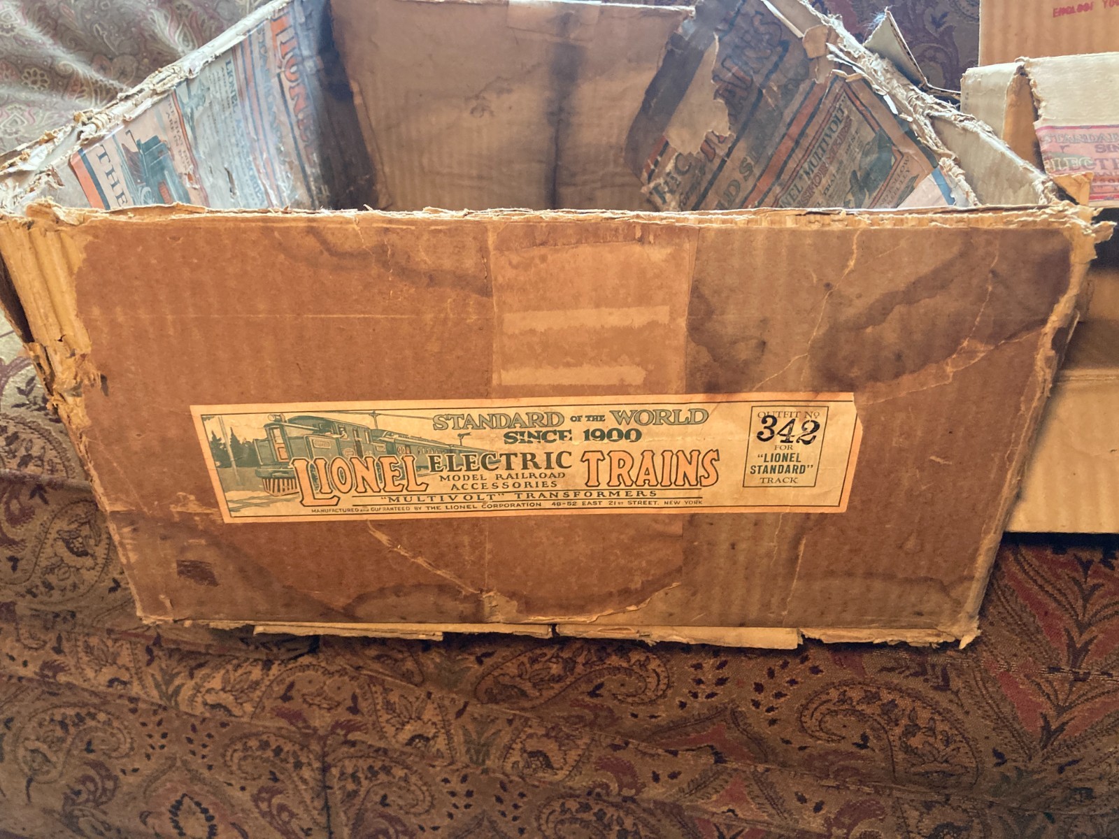 1920s Prewar Lionel 342 Train set with 318 engine 309, 310 & 312 Cars in Boxes