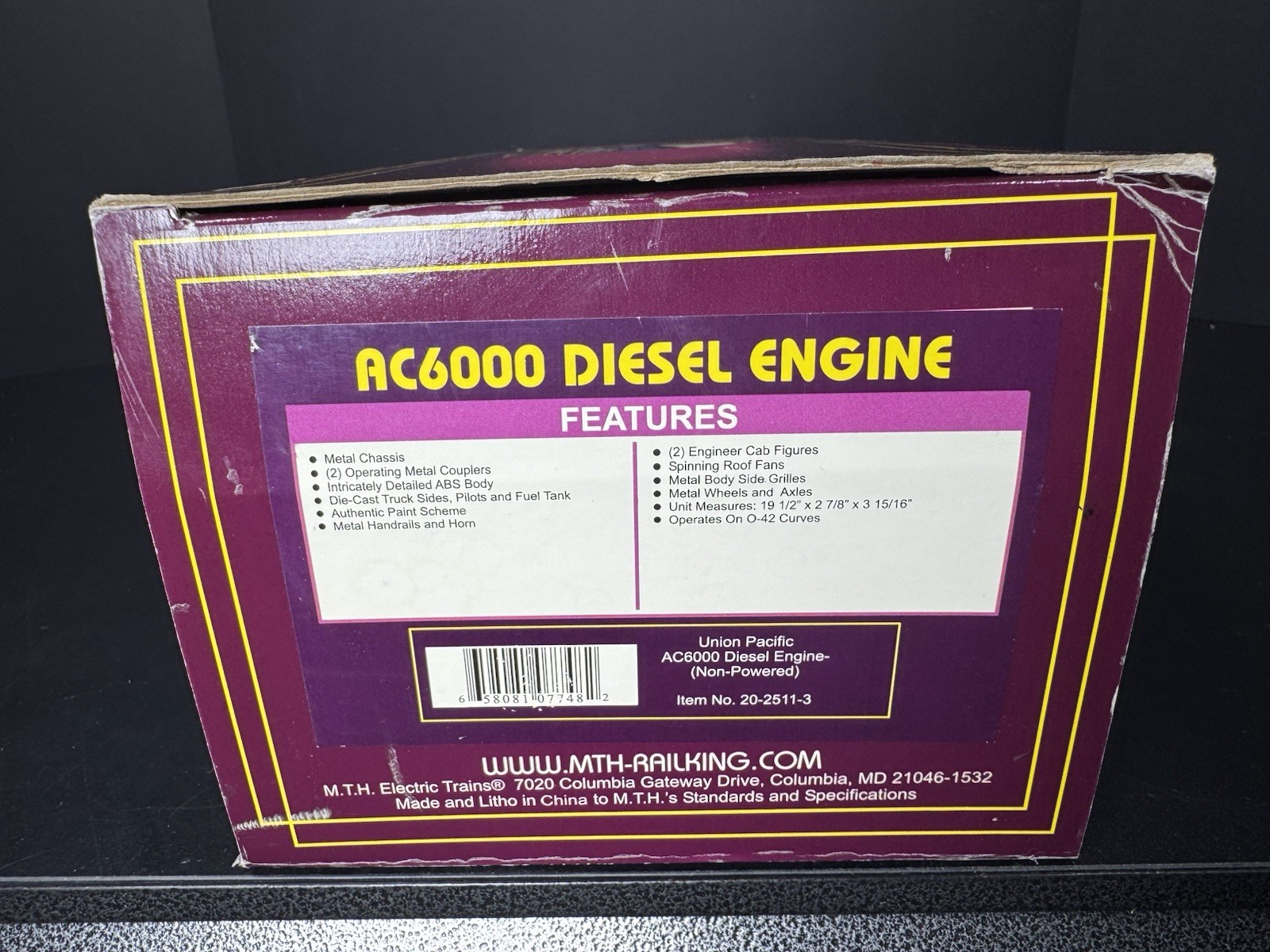 MTH 20-2511-3 Union Pacific UP AC6000 nonpowered diesel engine #7577 EX