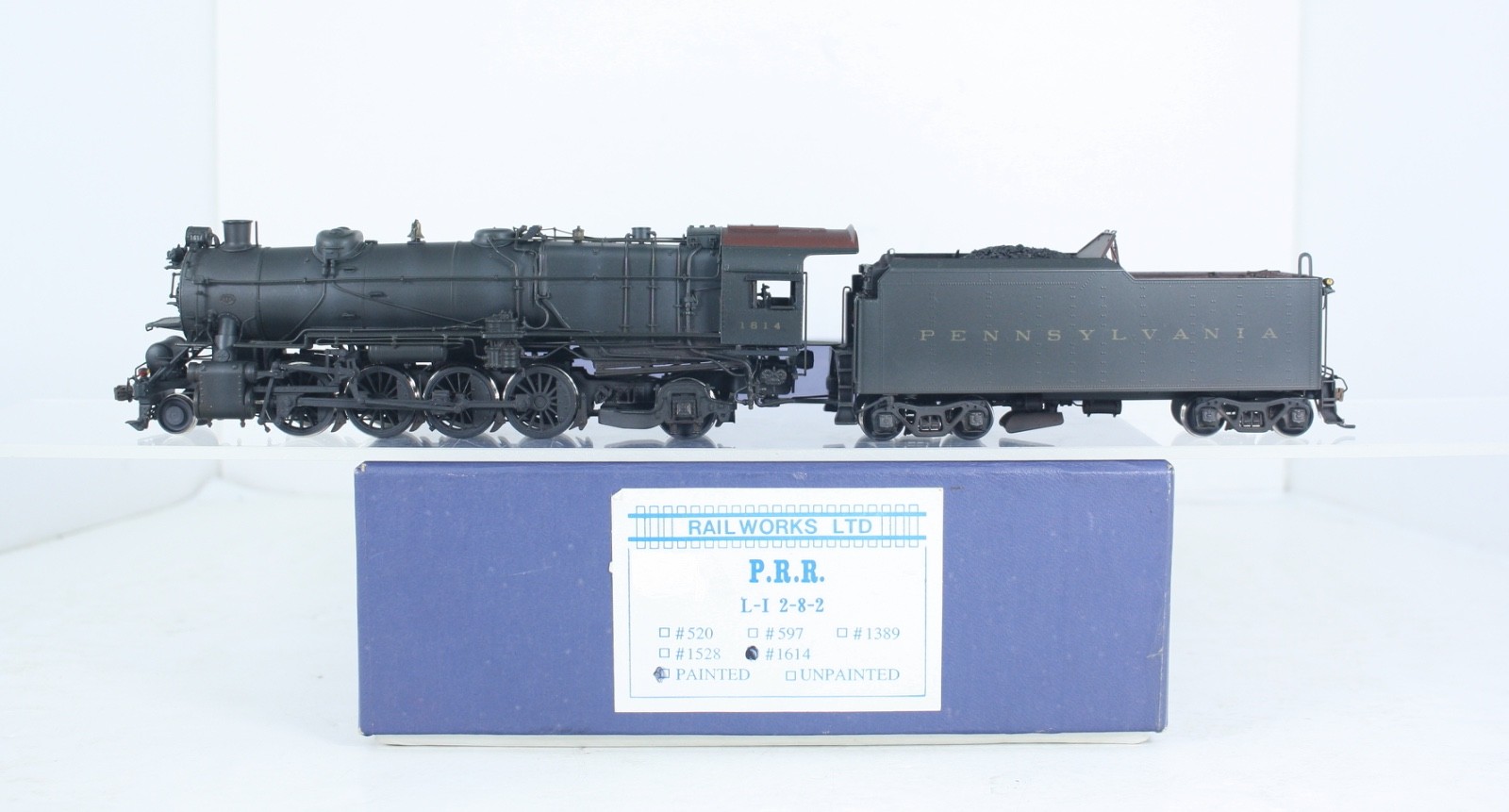 HO Brass Railworks Pennsylvania L-1 2-8-2 Factory Painted #1614 Weathered Detail