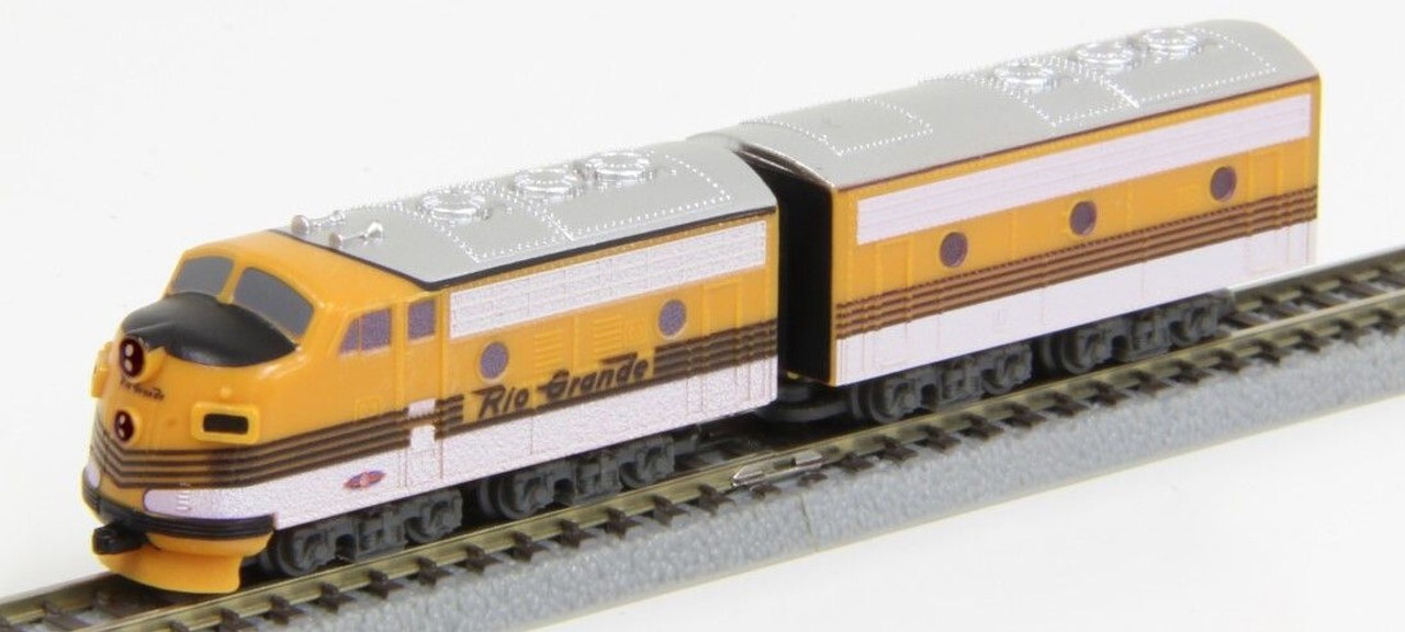 Z scale Rokuhan ST012-3 Powered D&RGW EMD F7A/B Loco SET w/opt Mkln cplrs #5