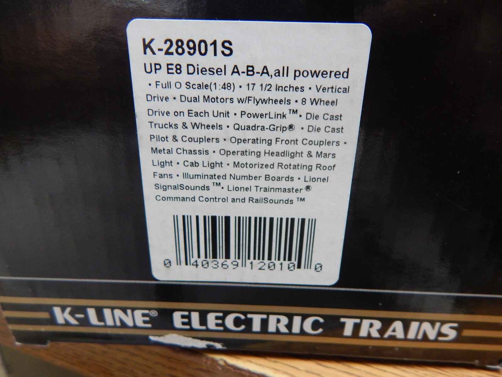 K-LINE k28901s UNION PACIFIC ABA E-8 DIESEL LOCO SET USED W/BOXES & SHIPPING BOX