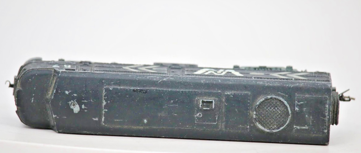 N Scale Diesel Locomotive, F7A Style, Custom Black Paint, White Chevron Decals