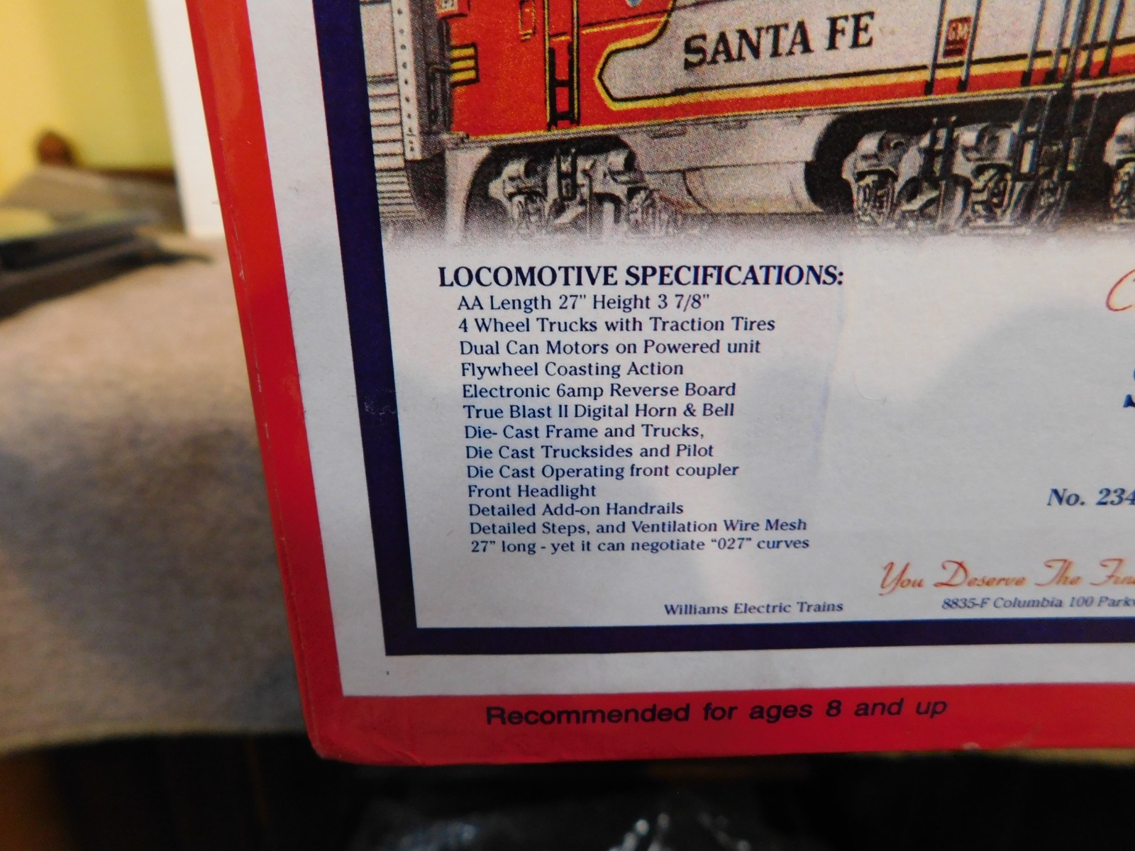 Williams Santa Fe #2343 Super Chief Locomotive & Dummy True Blast Silver/Red