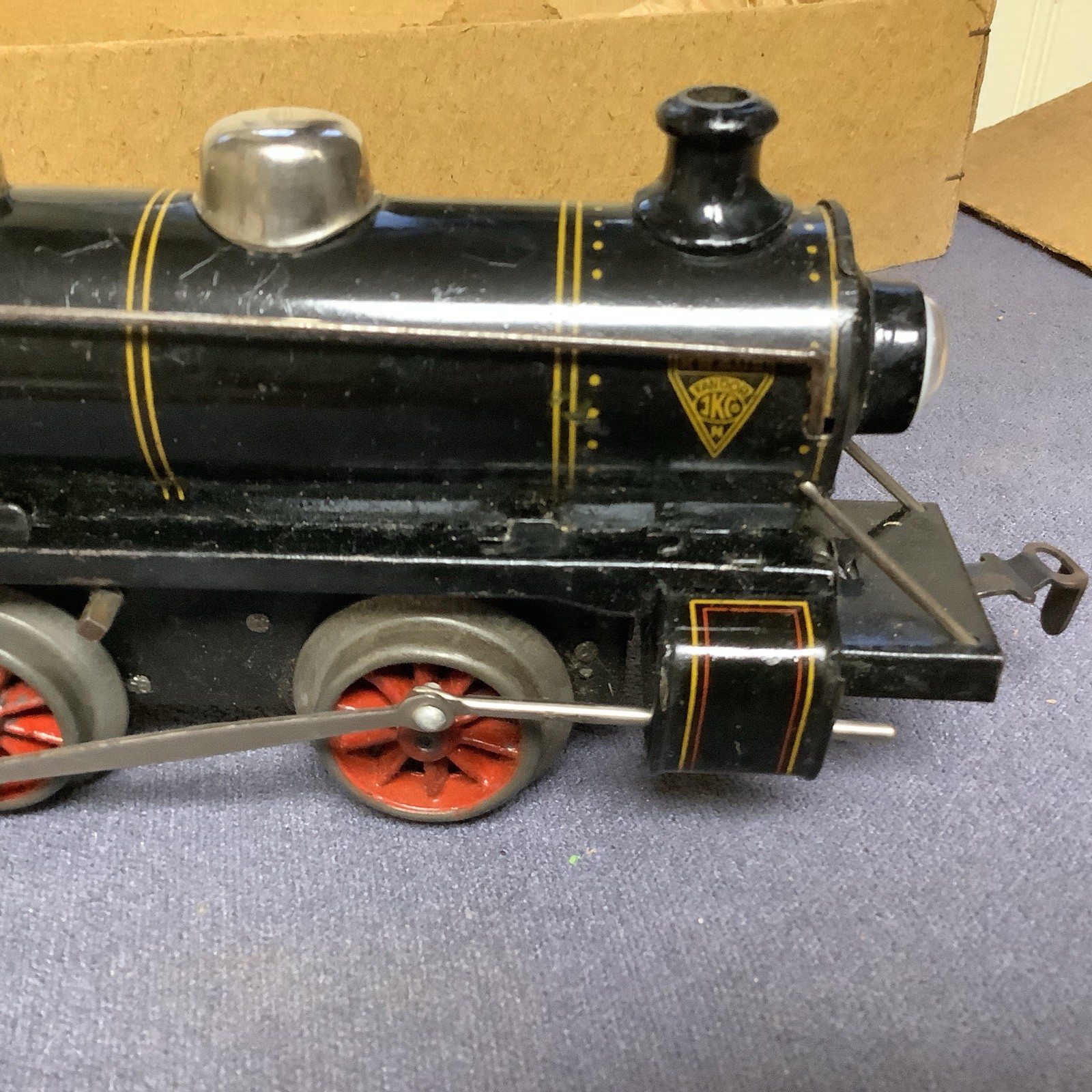 Vintage Fandor Clockwork Locomotive And Tender With Battery Operated Light Used