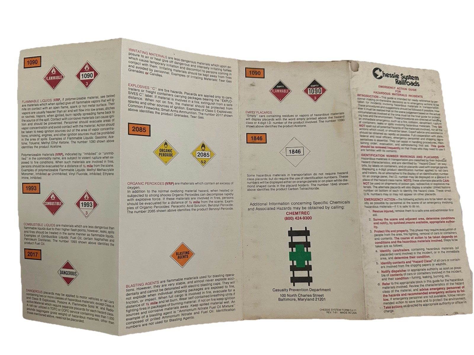 VTG Chessie Emergency Action Guide Ephemera For Rail Fans And Train Enthusiasts