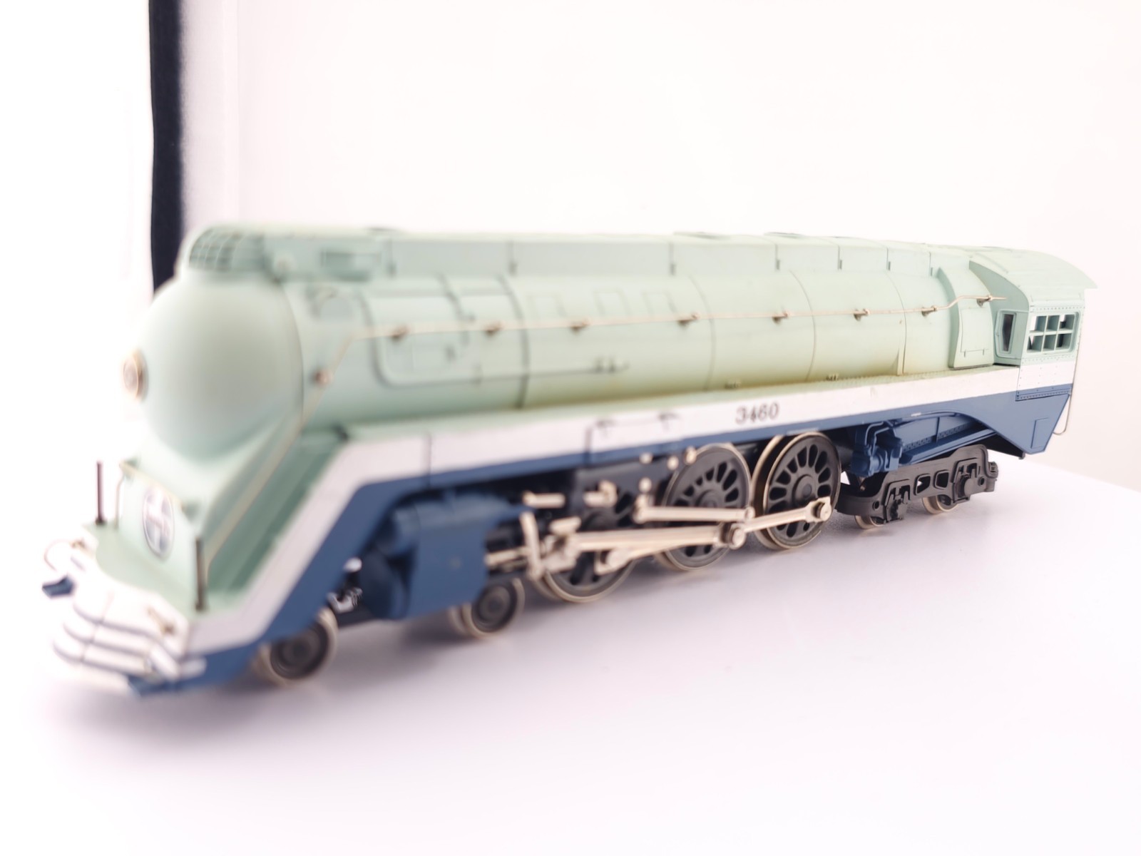 *READ* AHM HO 5196-B Santa Fe Blue Goose 4-6-4 Hudson Steam Locomotive 3460 #2