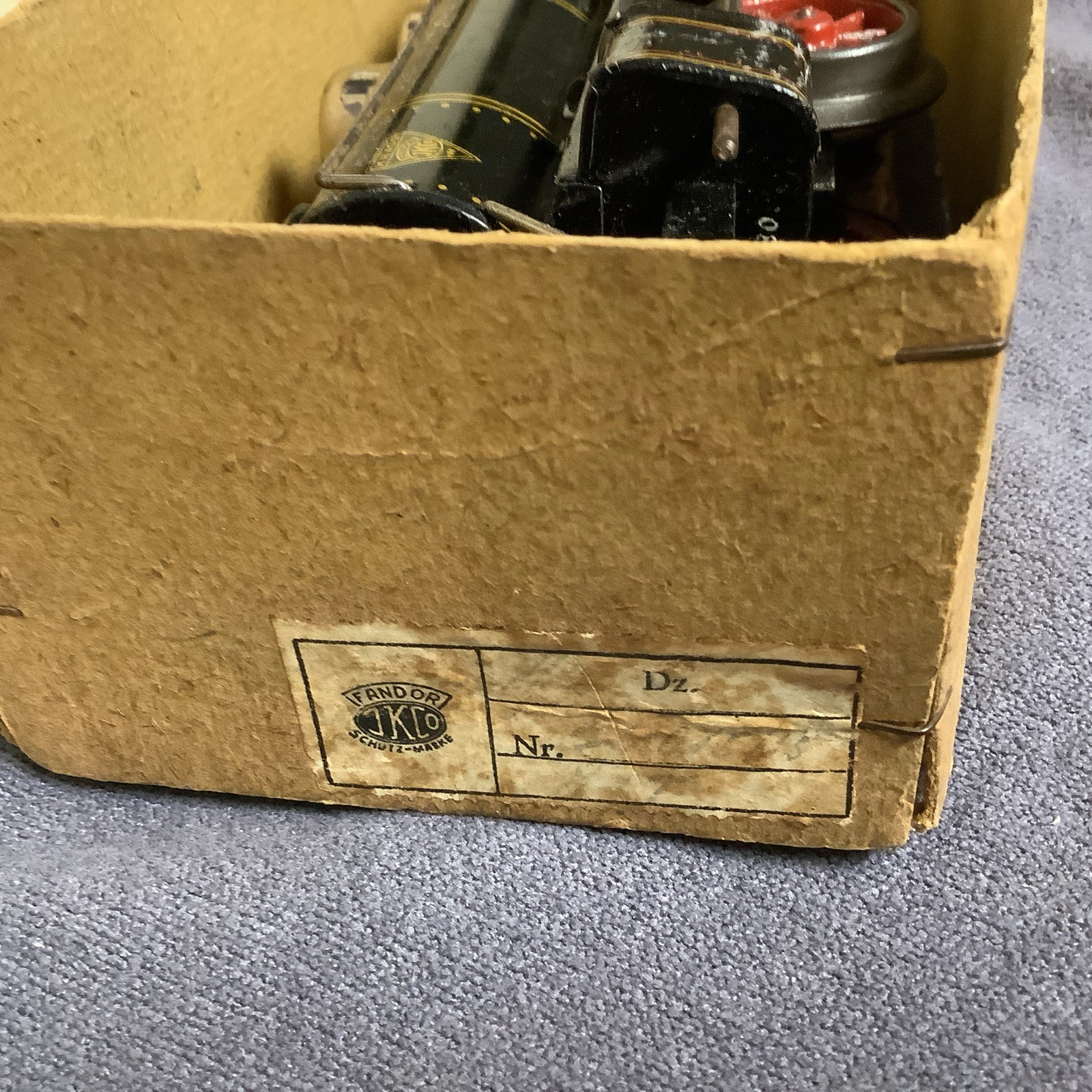 Vintage Fandor Clockwork Locomotive And Tender With Battery Operated Light Used