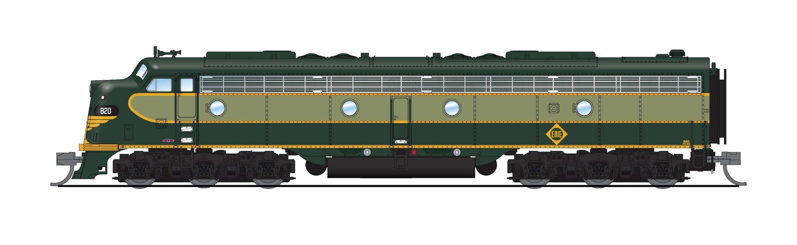 BLI 8838 EMD E8A, Erie 820, Two-Tone Green, No-Sound / DCC-Ready, N