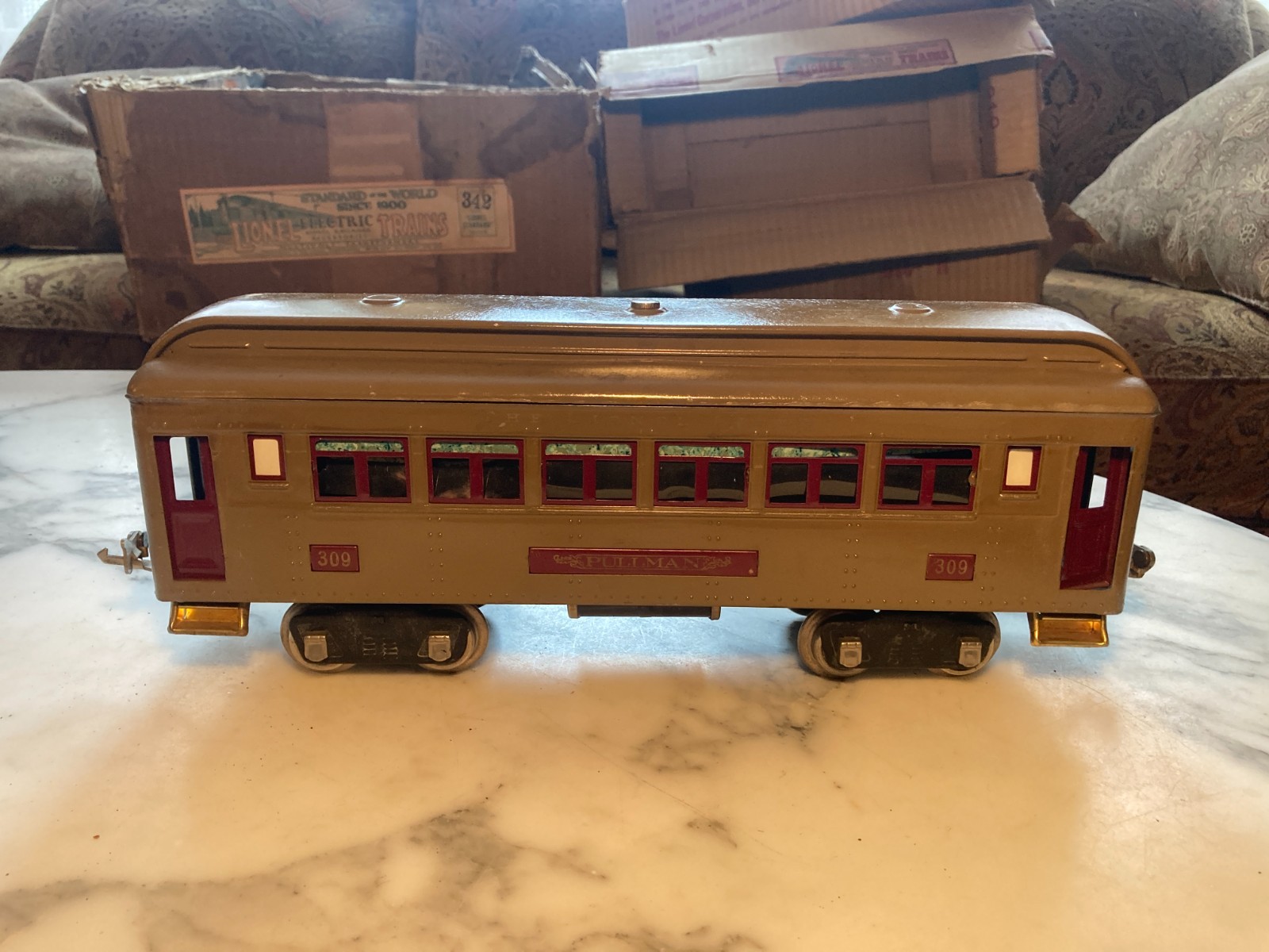 1920s Prewar Lionel 342 Train set with 318 engine 309, 310 & 312 Cars in Boxes