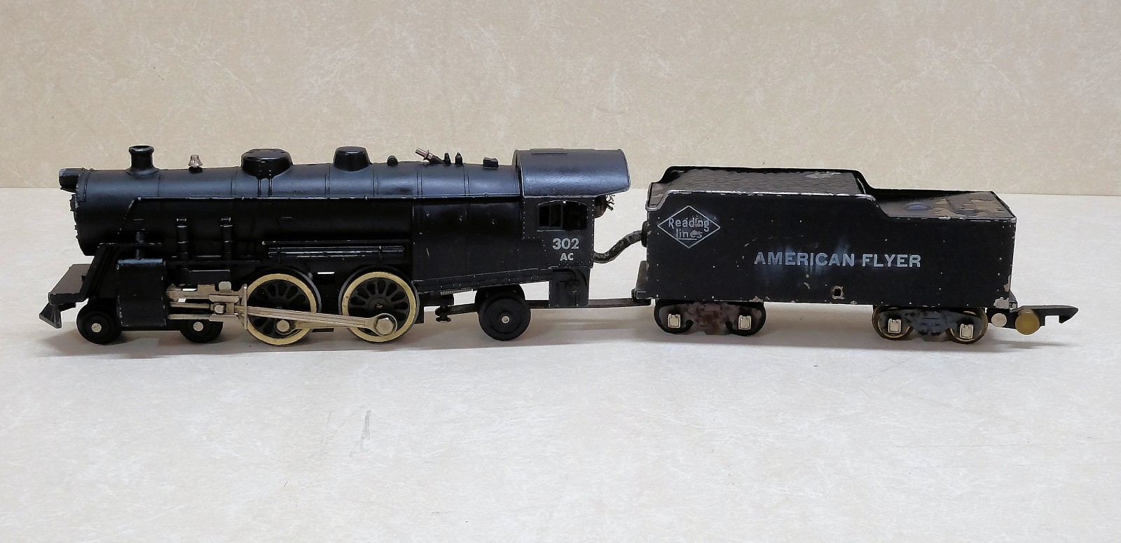 American Flyer 302 AC Steam Loco + Tender, S Gauge, 1940s – 1950s