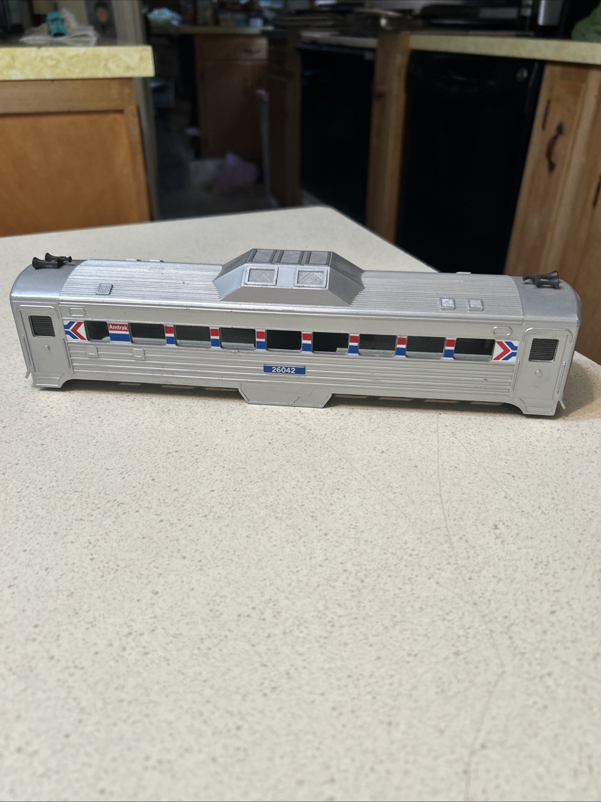 K Line Amtrak RDC # 26042 Silver Red White Blue O 27 Plastic Body Only Nice