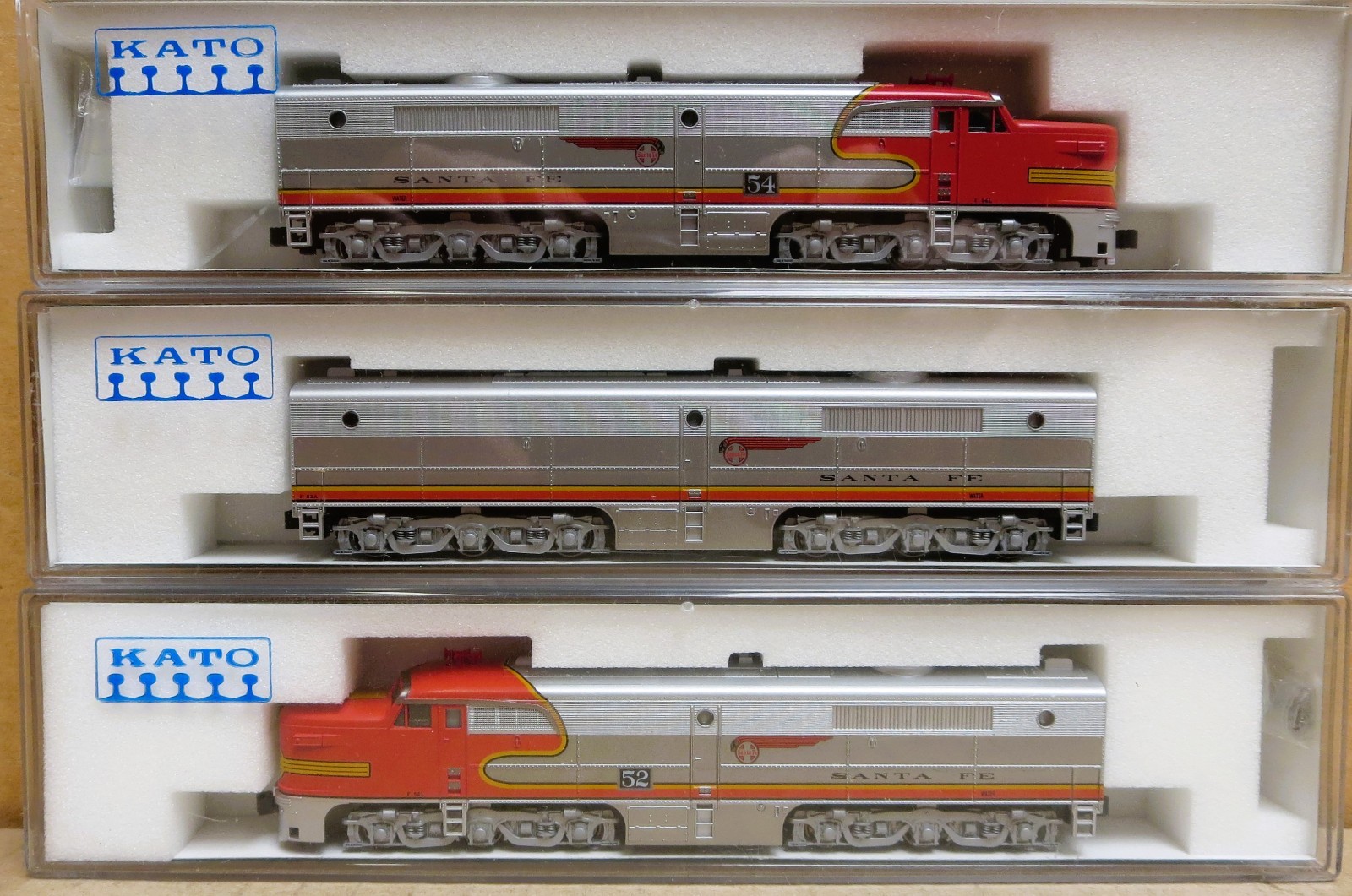 KATO 176-4102 54L 52 Santa Fe Warbonnet PA ABA Three Loco Set N-Scale LN