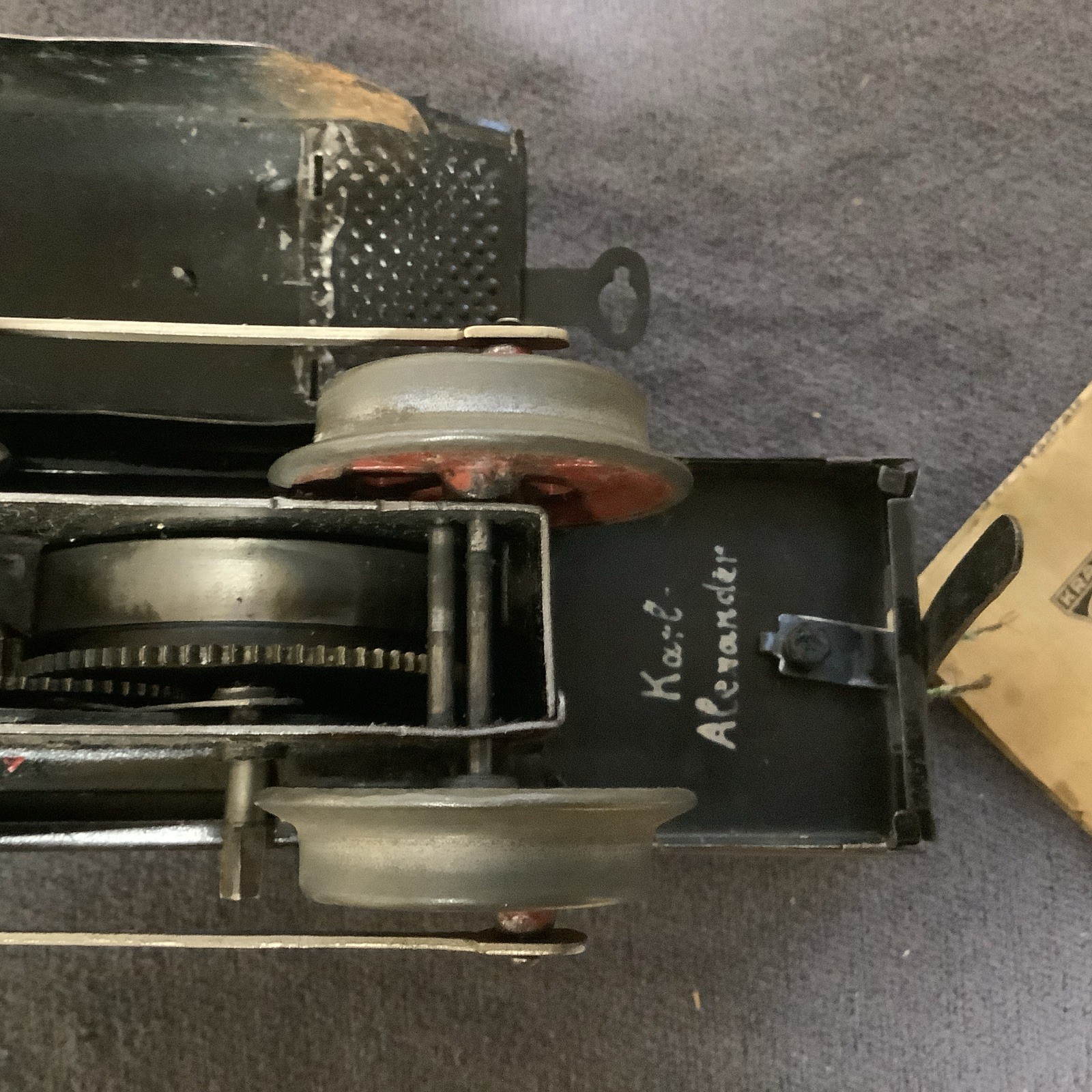 Vintage Fandor Clockwork Locomotive And Tender With Battery Operated Light Used