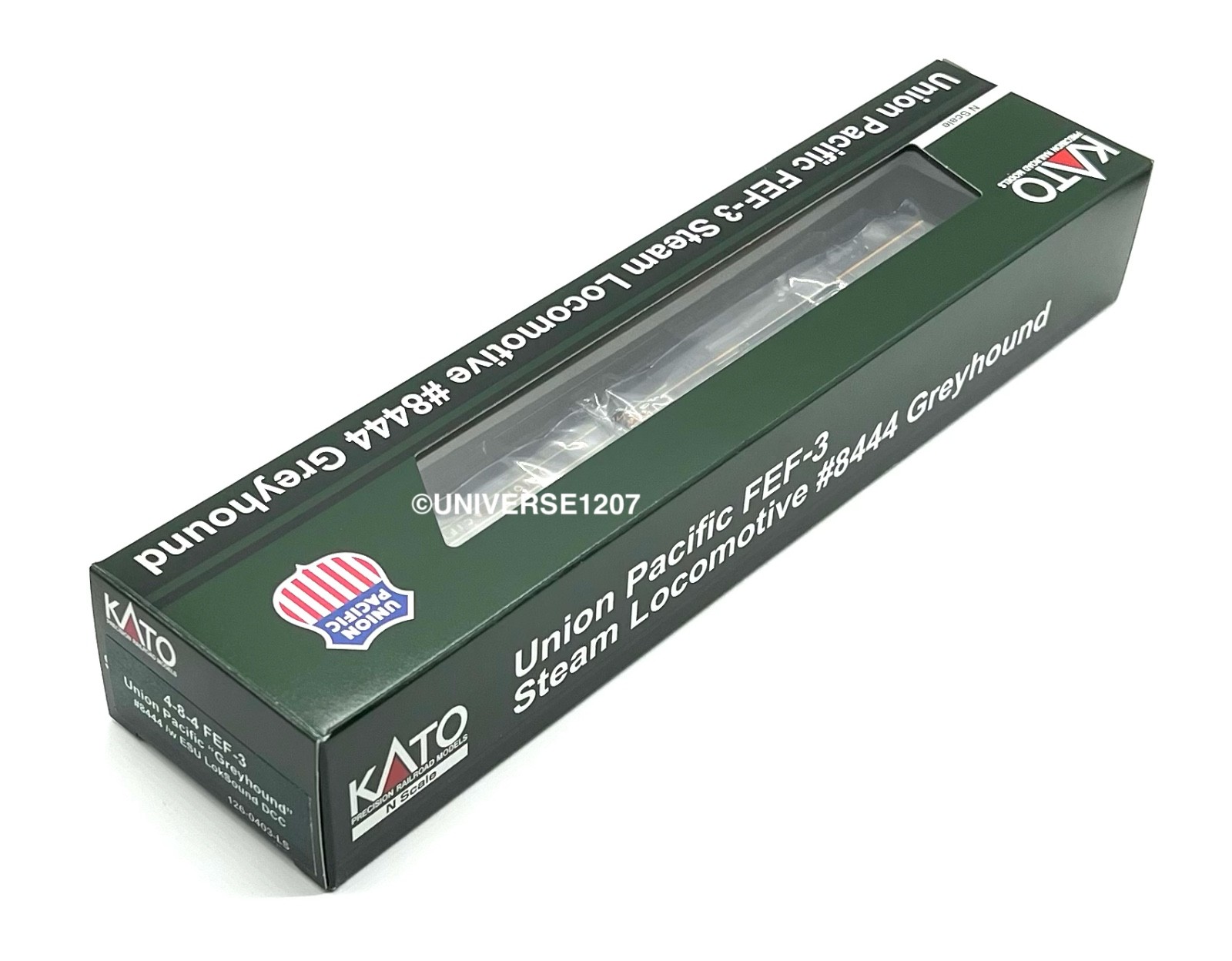 N Kato 126-0403-LS 4-8-4 FEF-3 Steam Locomotive UP #8444 Greyhound Sound DCC NIB