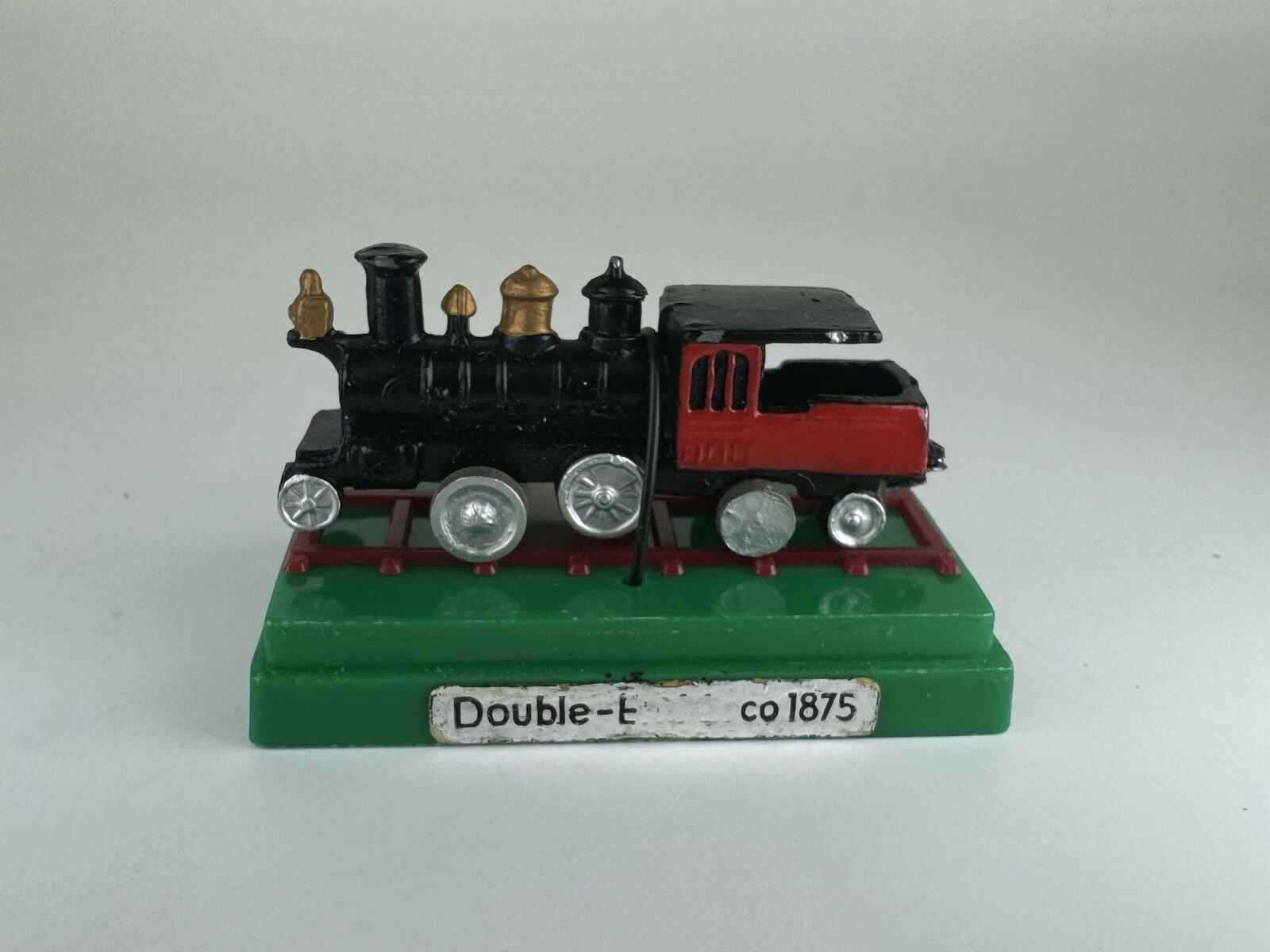 Vintage Lot of 2 Mini Classic Die Cast Metal Train Engine w/ Display Cases JAPAN