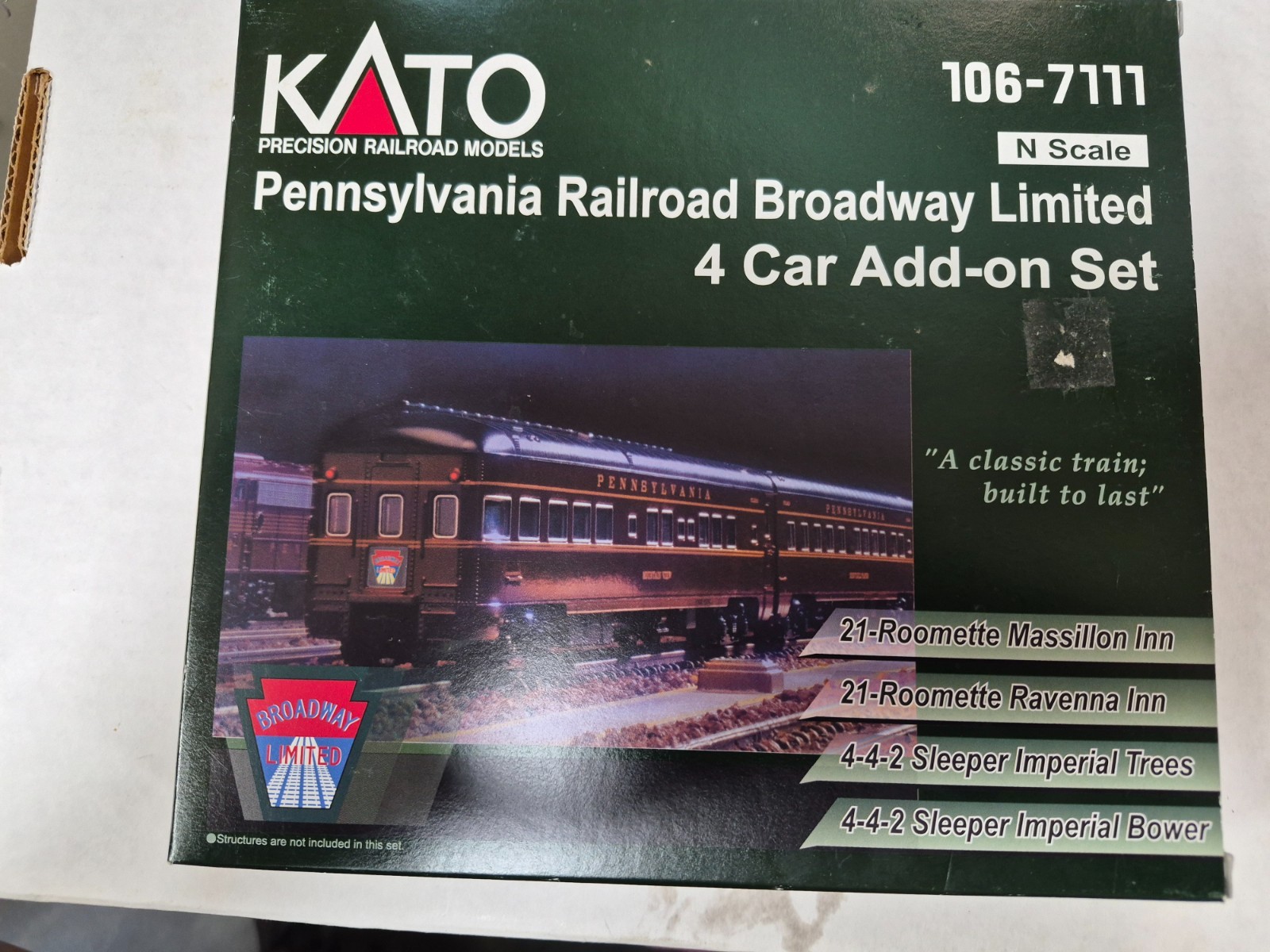 KATO 106-7111 N SCALE PENNSYLVANIA BROADWAY LIMITED 4 CAR ADD ON SET NEW