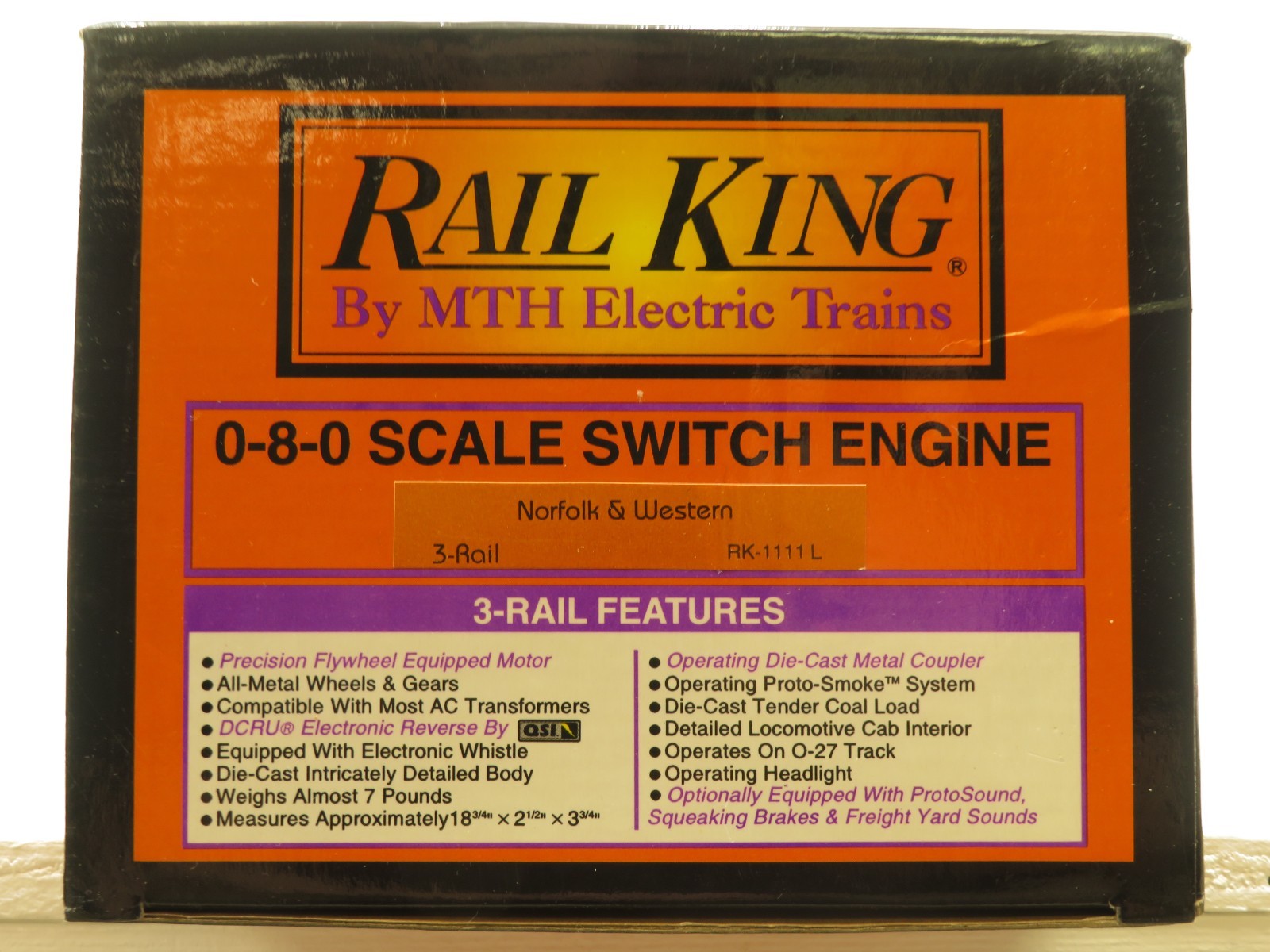 MTH RK-1111L Norfolk & Western 0-8-0 Scale Switcher w/whistle NIB