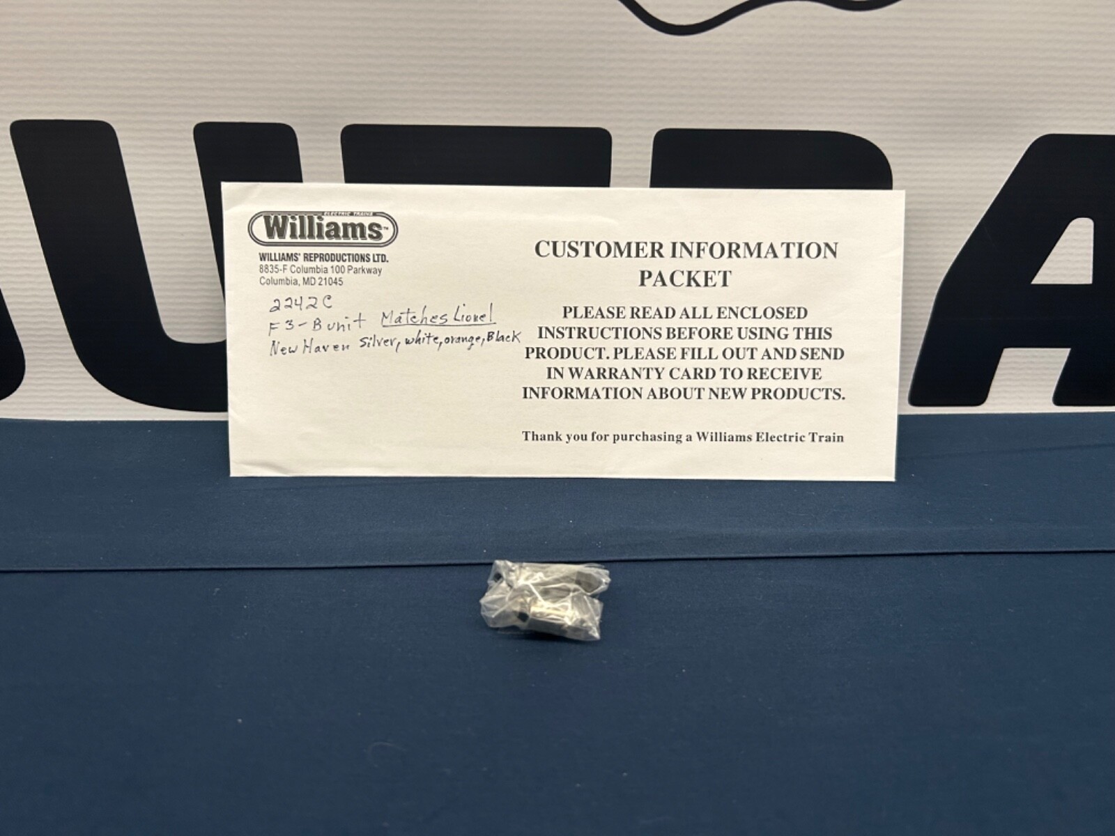 Williams Engine Customer Information Packet Manual & Replacement Lights