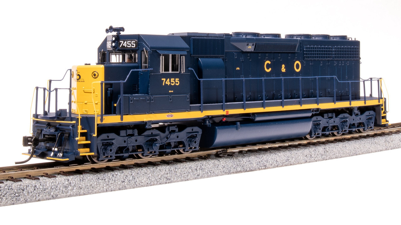Broadway Limited 9033 HO Scale C&O EMD SD40 Blue/Yellow No-Sound Diesel #7462