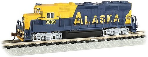 Bachmann GP40 Alaska #3009 (blue, yellow) DCC Ready – N Scale Model Train