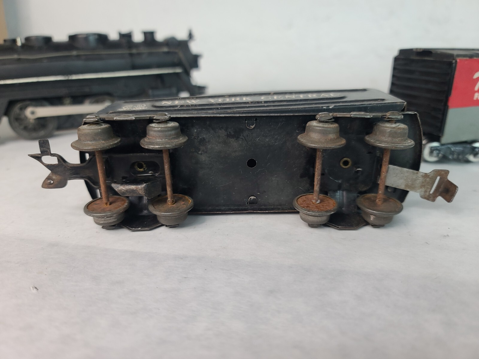 Working #666 Marx O Cast Metal 2-4-2 Steam Locomotive Tender Boxcar & Caboose
