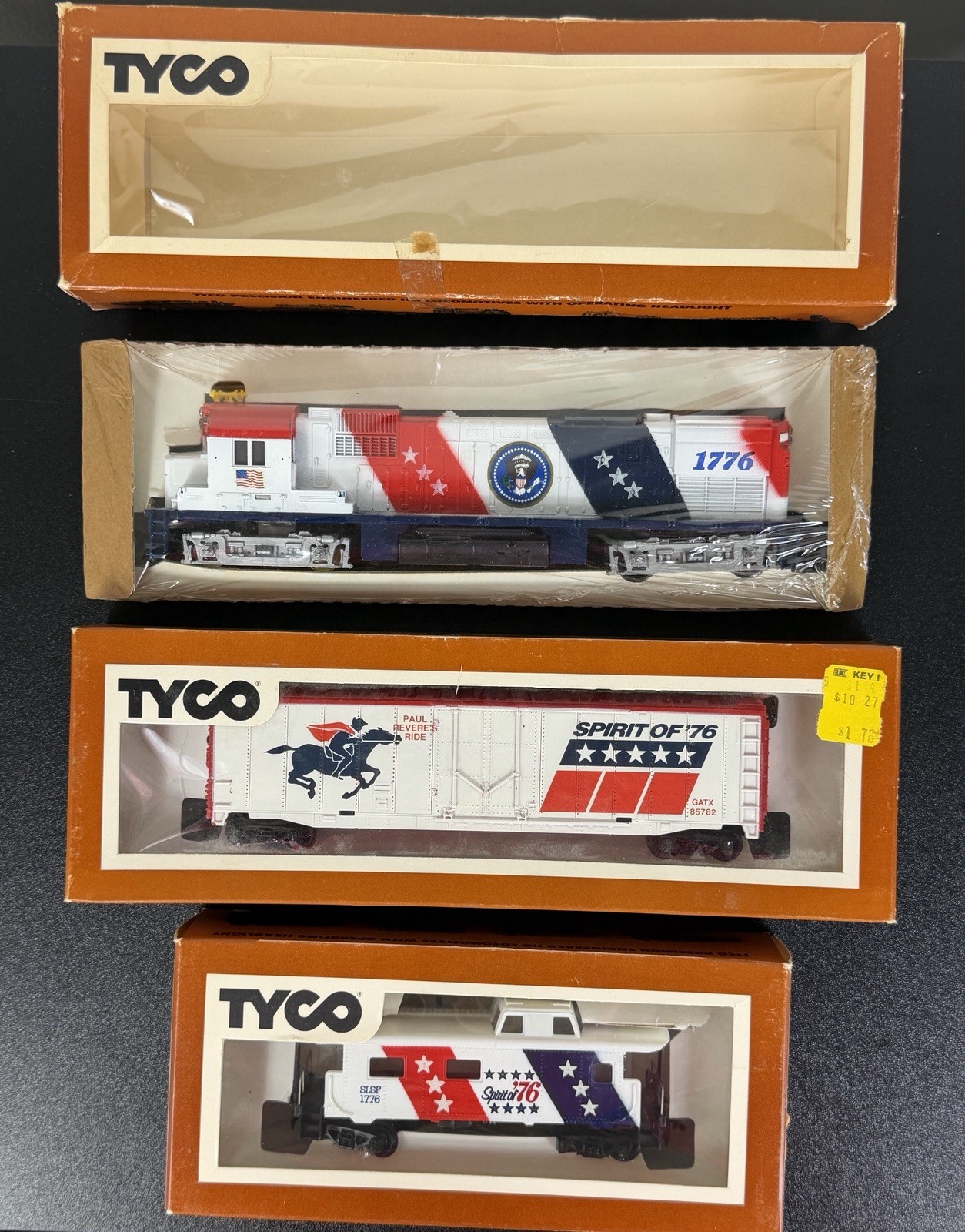 NEW NOS Tyco 1776 Alco 430 Powered Lighted Diesel Spirit Of 76 w/ Caboose & Car