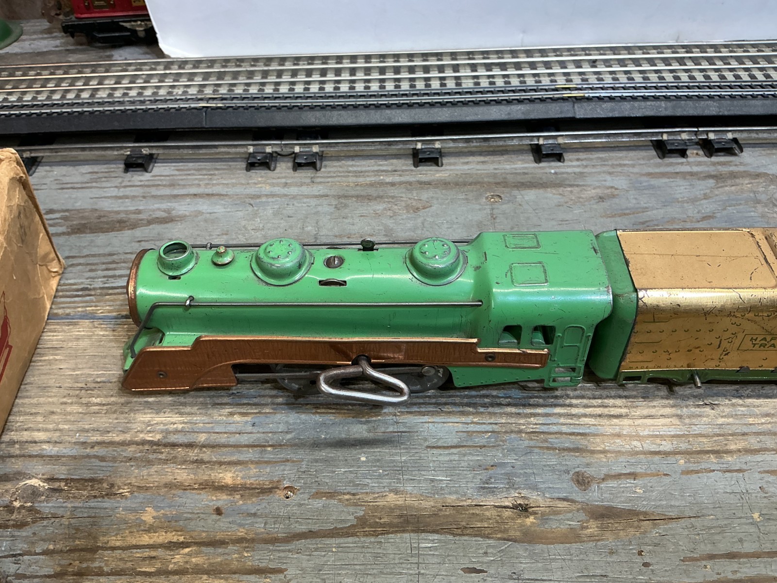 Hafner Trains Tin Wind Up Locomotive & Tender 3 Car Freight Set w/ Box