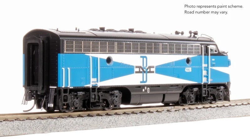 Broadway Limited 9656 EMD F3A, B&M 4228A, Blue McGinnis, Paragon4 Sound/DC/DCC
