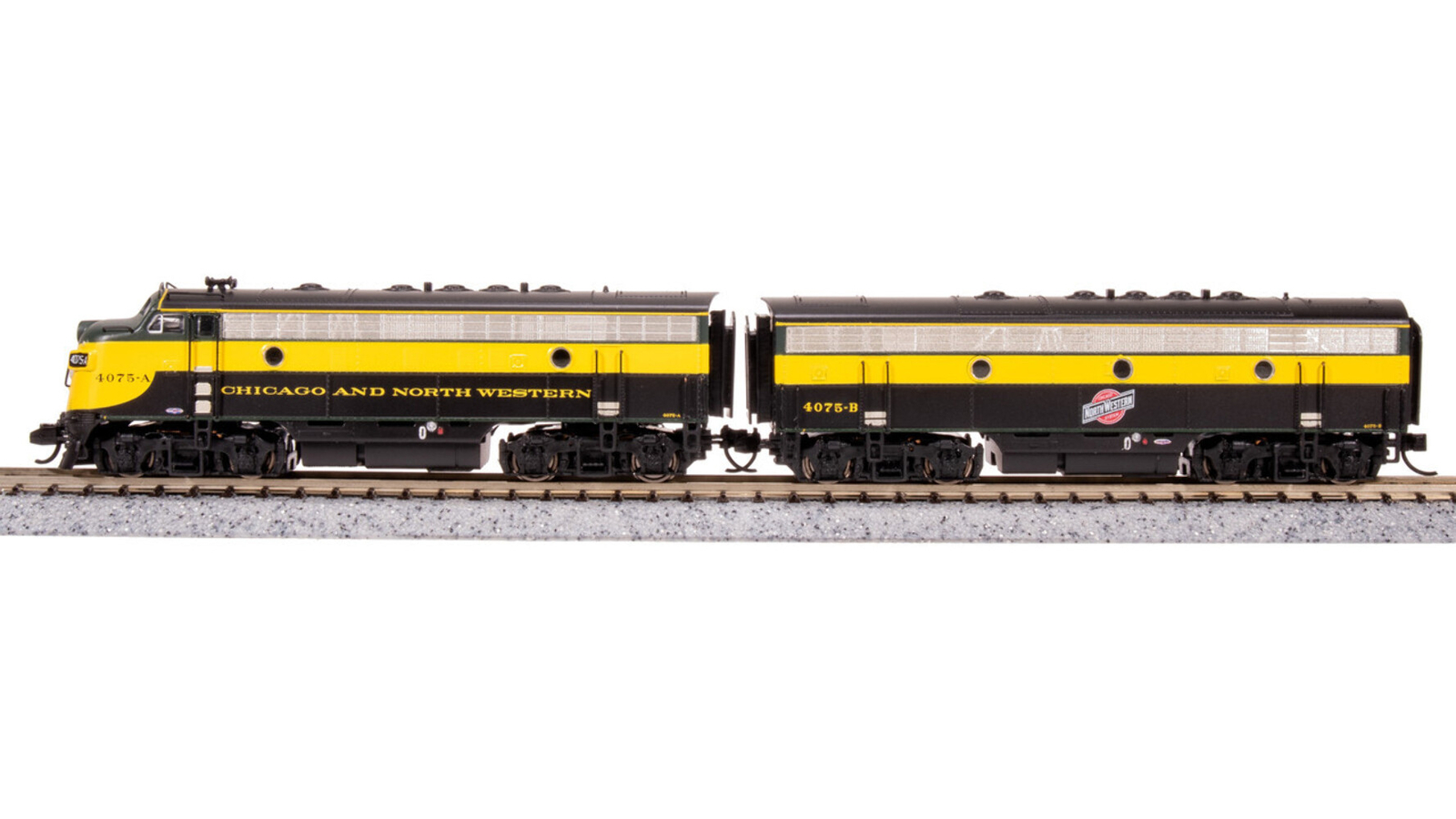 Broadway Limited 7752 N CNW EMD F7 AB As-Delivered Unit-A Diesel #4075A/4075B