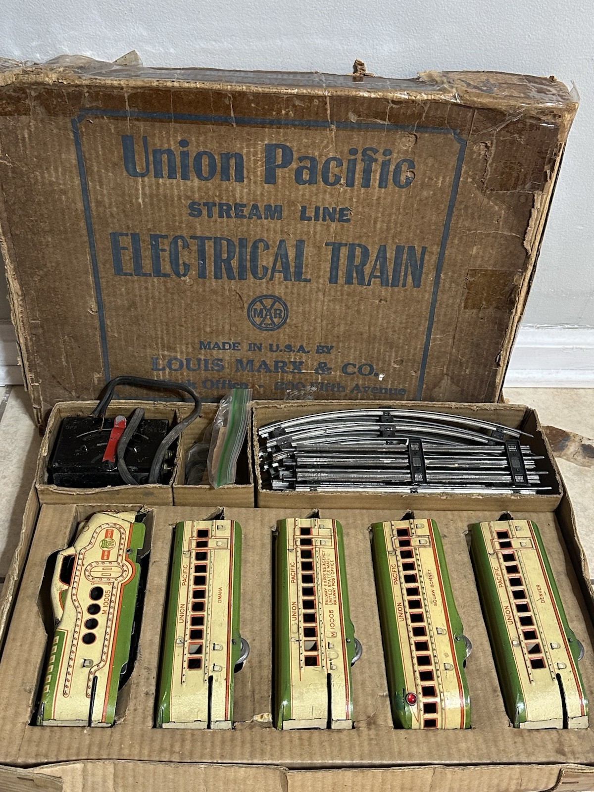 READ 1940 Marx Tin Litho Union Pacific Train Set 9066W M10005 O Gauge Steamline