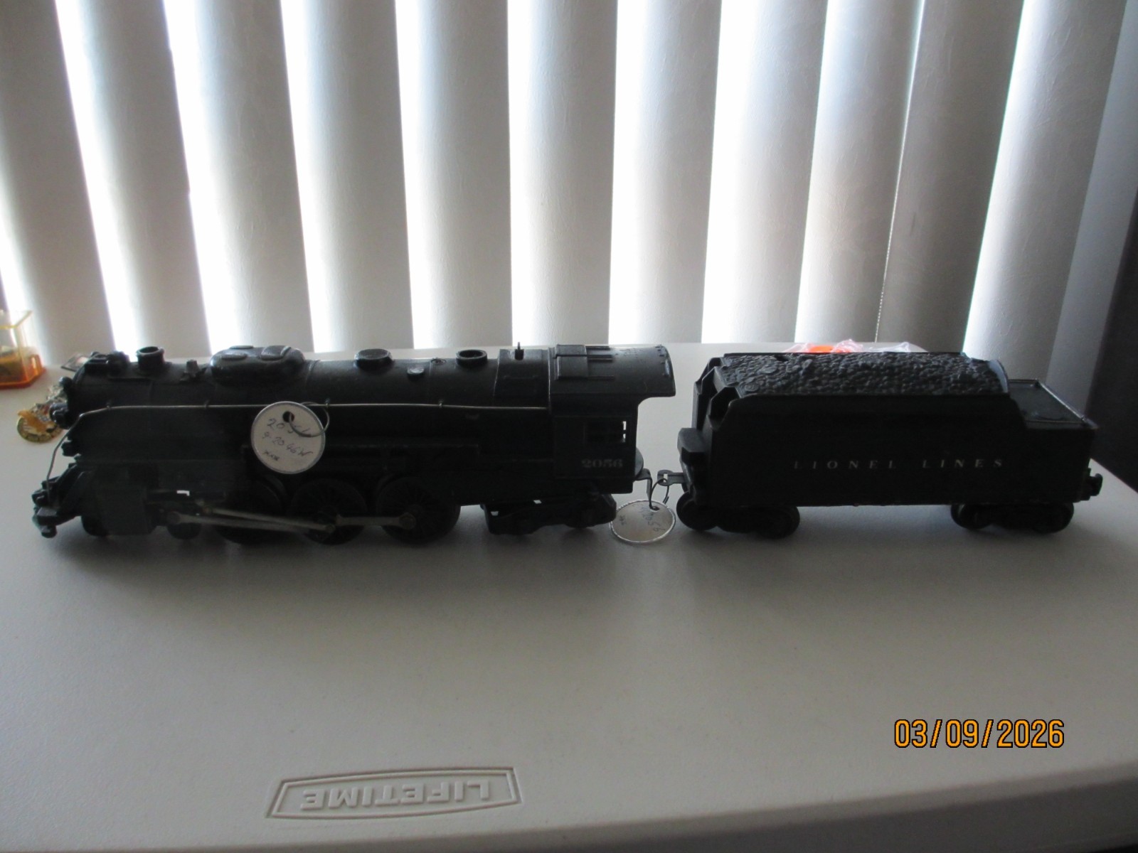 1952 LIONEL O GAUGE 2056 HUDSON STEAM LOCOMOTIVE WITH 2046W TENDER
