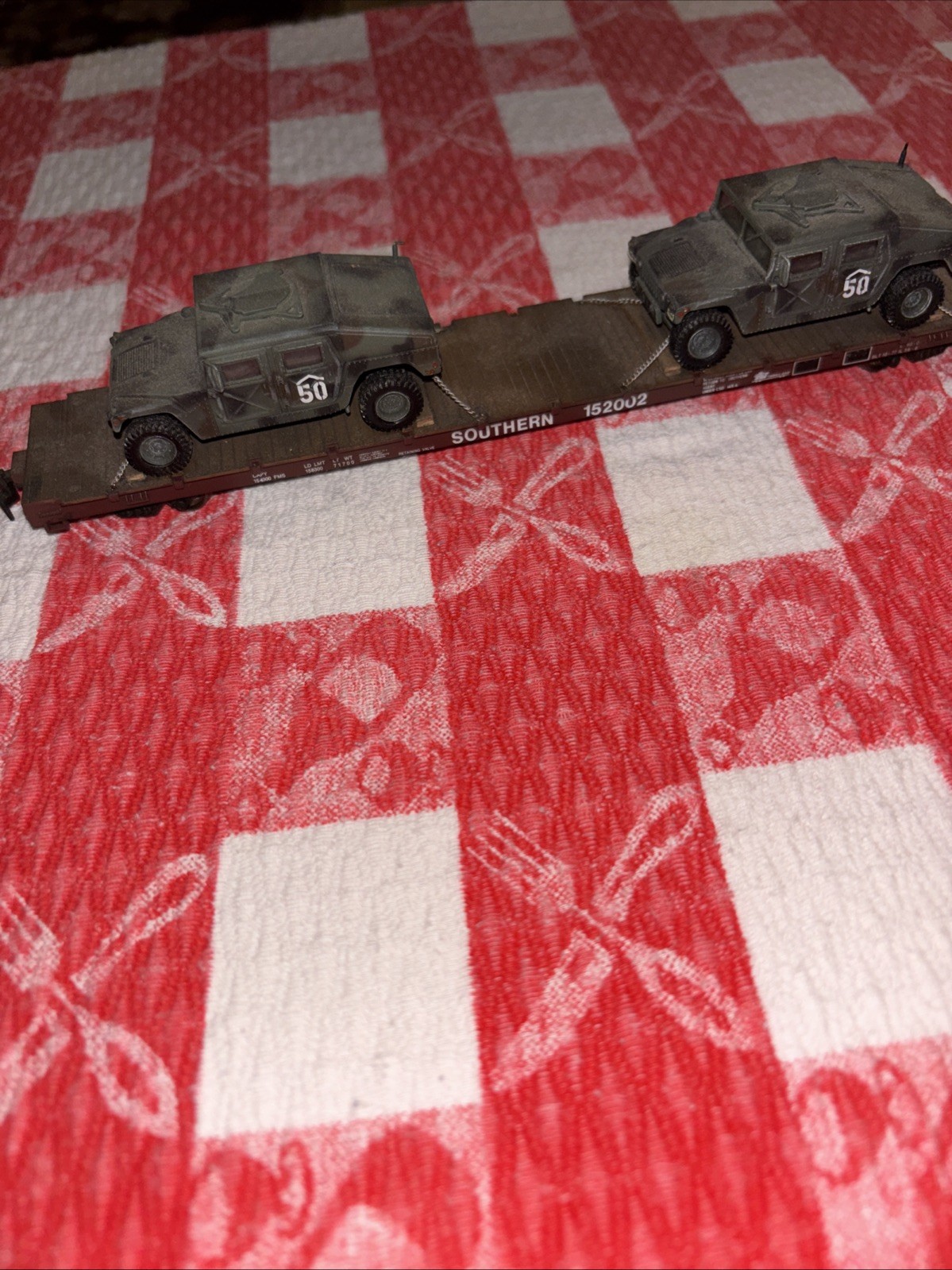 Humvees On A HO Railcar