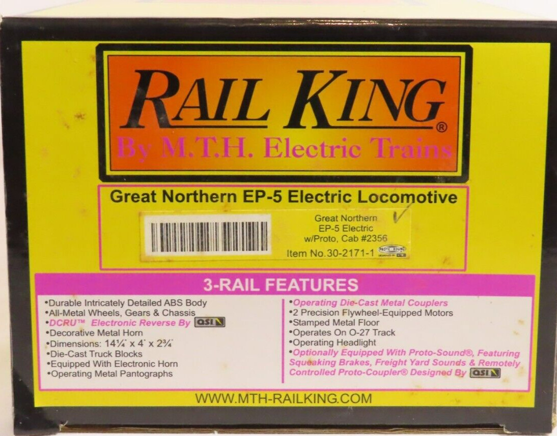 MTH 30-2171-1 Great Northern EP-5 Electric w/Protosound LN