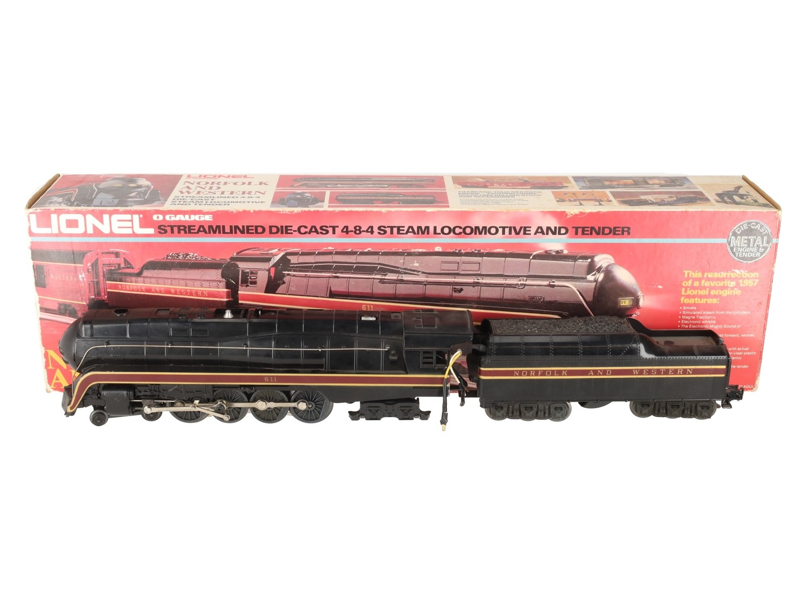 Lionel 6-8100 O Gauge Norfolk & Western 4-8-4 Steam Locomotive & Tender #611 EX