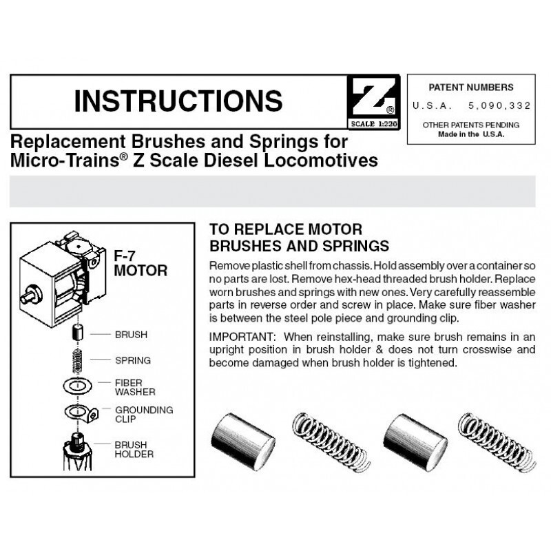 Micro Trains ~ Z Scale ~ Springs & Brushes ~ For F-7 (140002) ~ 98800071