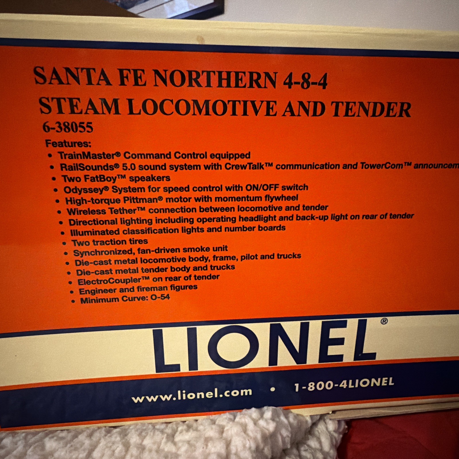 Lionel TMCC 6-38055 SANTA FE NORTHERN 4-8-4 Steam Locomotive & Tender “O” New